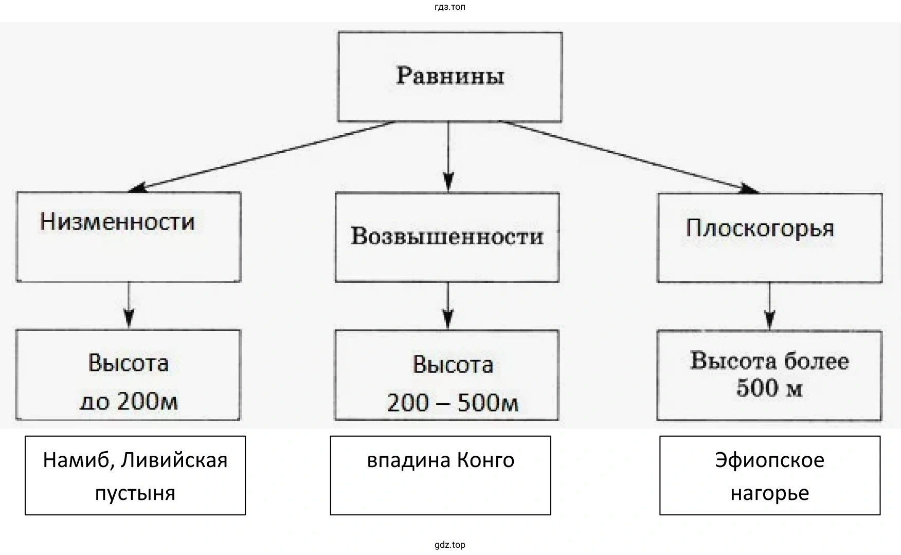 Схема «Виды равнин Африки»