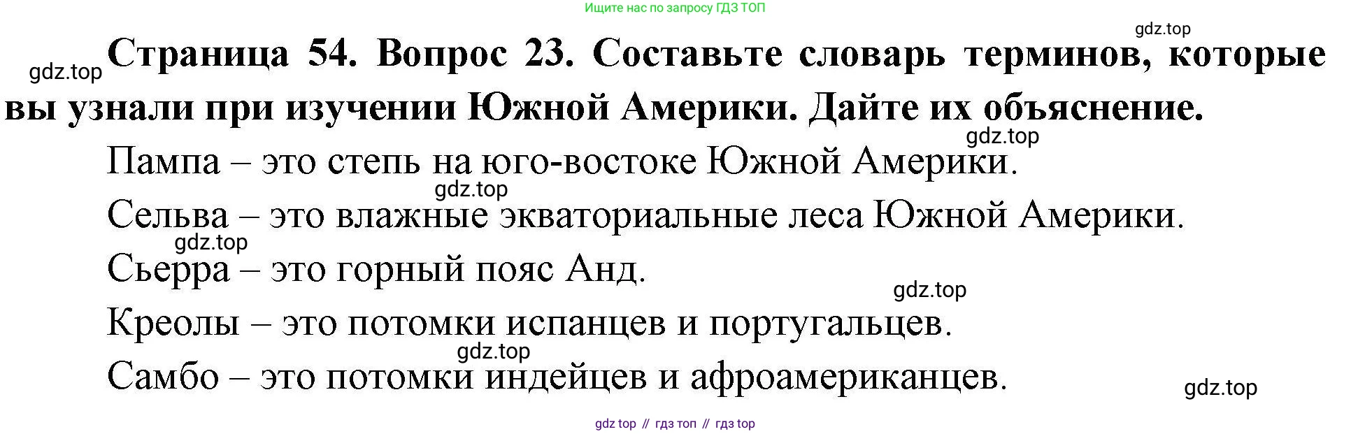 География, 7 класс Мой тренажёр, автор: Николина Вера Викторовна, издательство Просвещение, Москва, 2023, жёлтого цвета, страница 54, номер 23, Решение