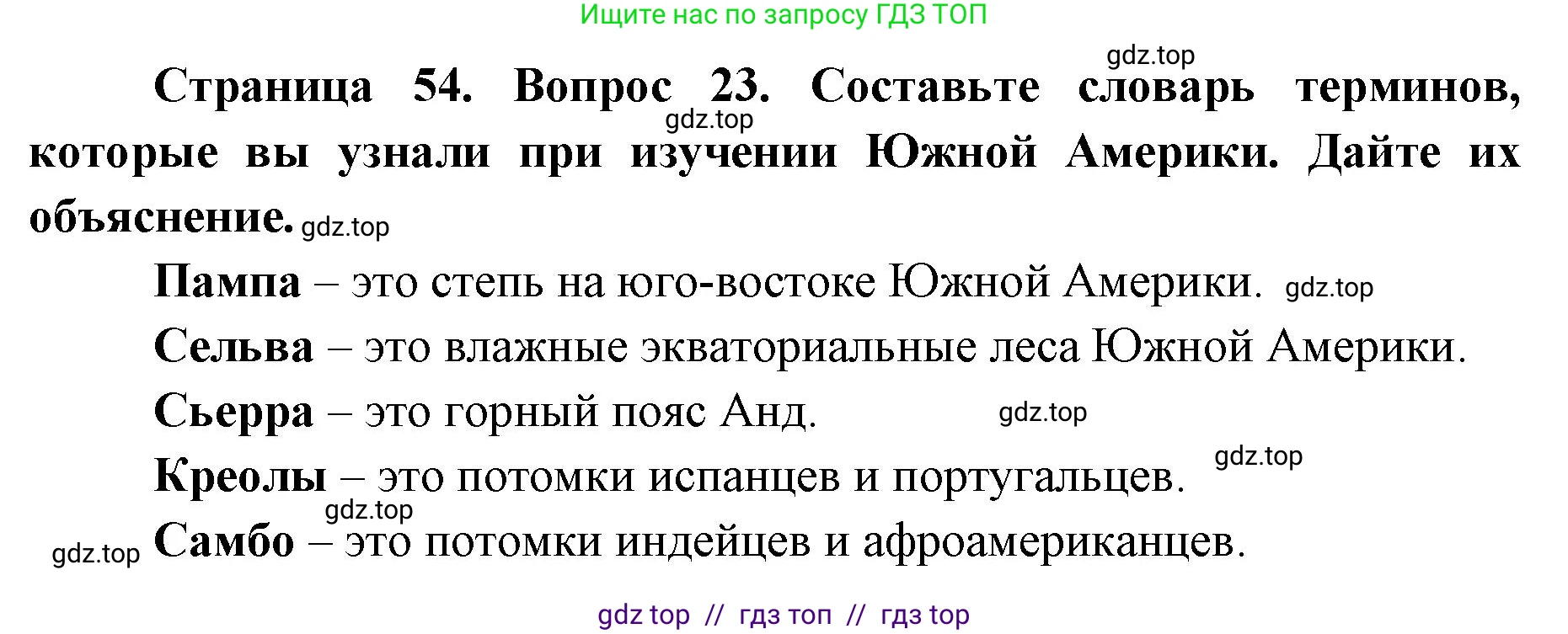 География, 7 класс Мой тренажёр, автор: Николина Вера Викторовна, издательство Просвещение, Москва, 2023, жёлтого цвета, страница 54, номер 23, Решение 2