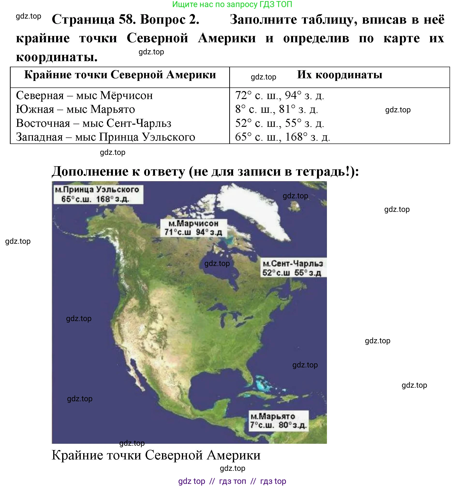 География, 7 класс Мой тренажёр, автор: Николина Вера Викторовна, издательство Просвещение, Москва, 2023, жёлтого цвета, страница 58, номер 2, Решение 2