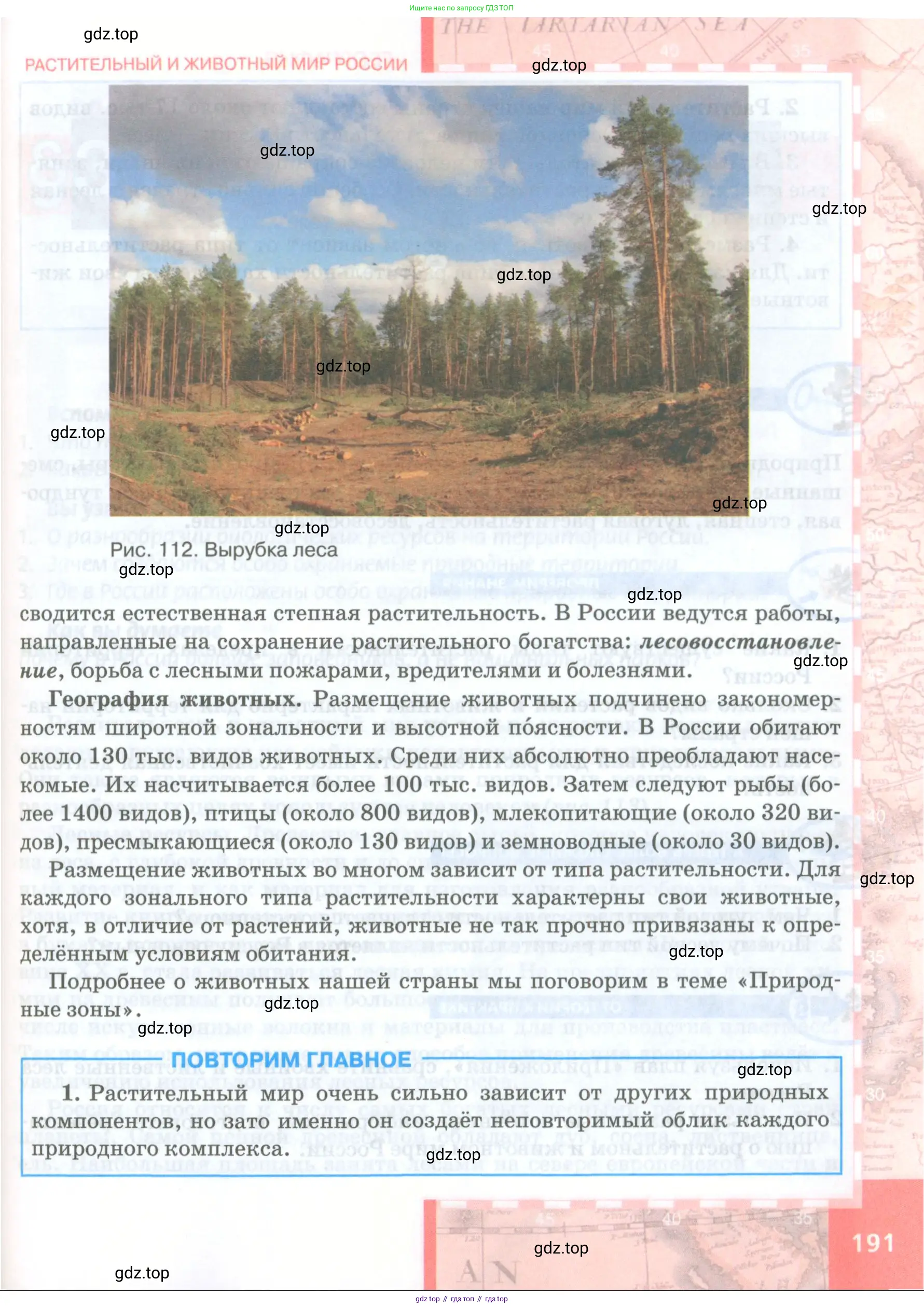 География, 8 класс Учебник, авторы: Домогацких Евгений Михайлович, Алексеевский Николай Иванович, издательство Русское слово, Москва, жёлтого цвета, страница 191