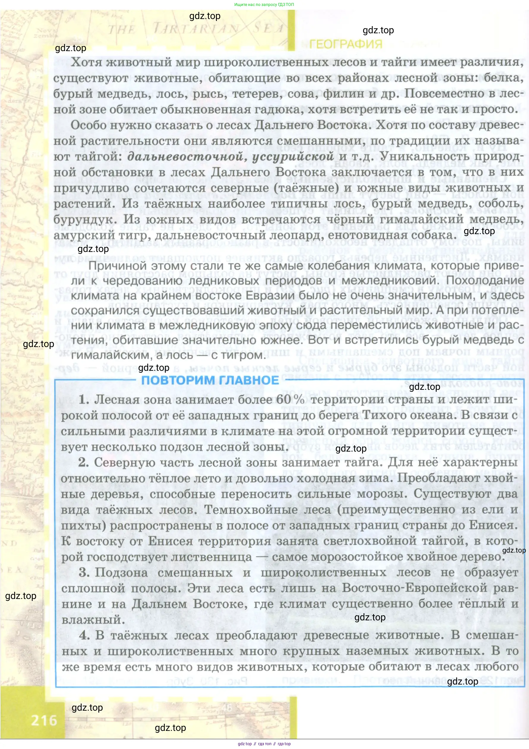 География, 8 класс Учебник, авторы: Домогацких Евгений Михайлович, Алексеевский Николай Иванович, издательство Русское слово, Москва, жёлтого цвета, страница 216