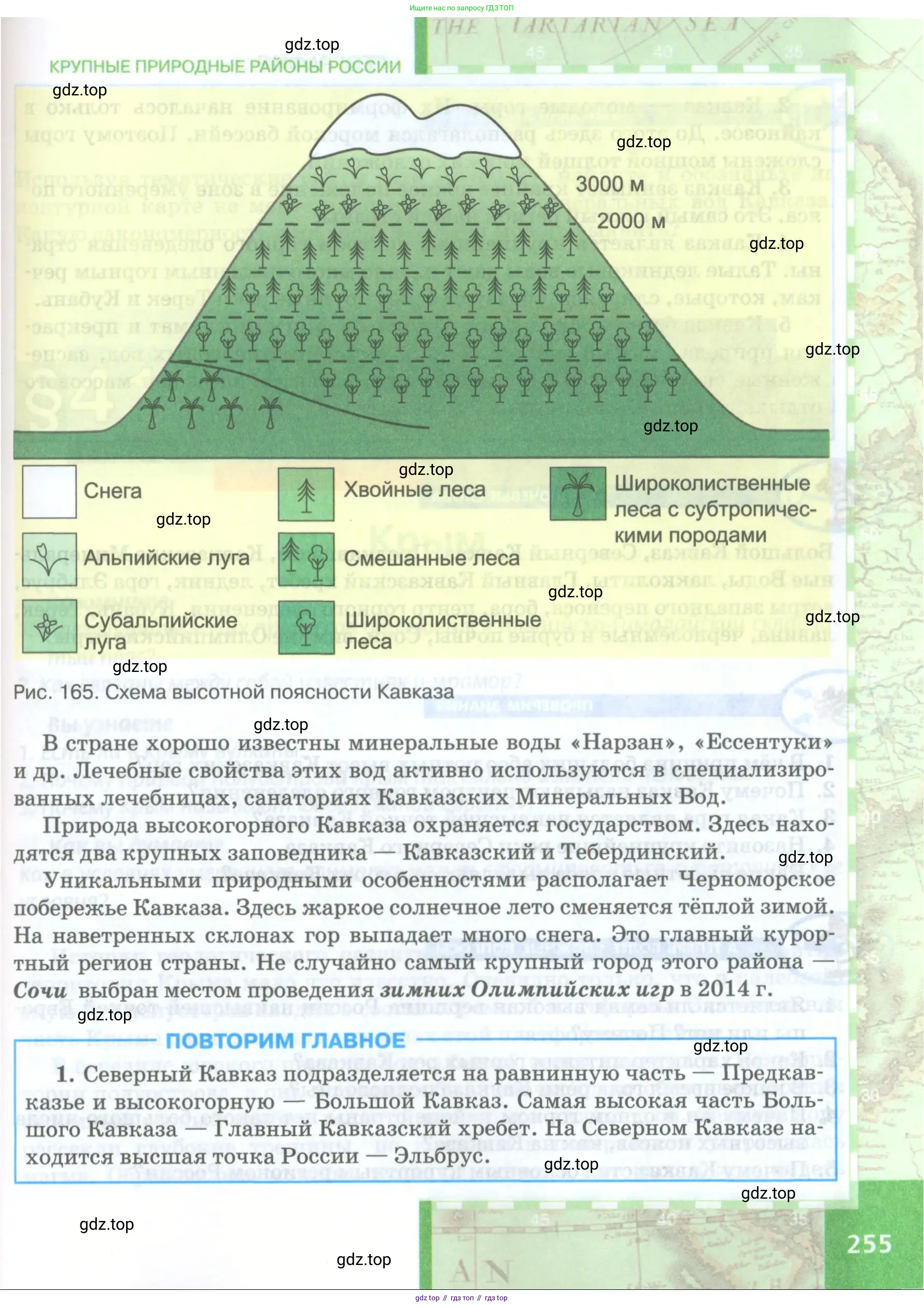 География, 8 класс Учебник, авторы: Домогацких Евгений Михайлович, Алексеевский Николай Иванович, издательство Русское слово, Москва, жёлтого цвета, страница 255