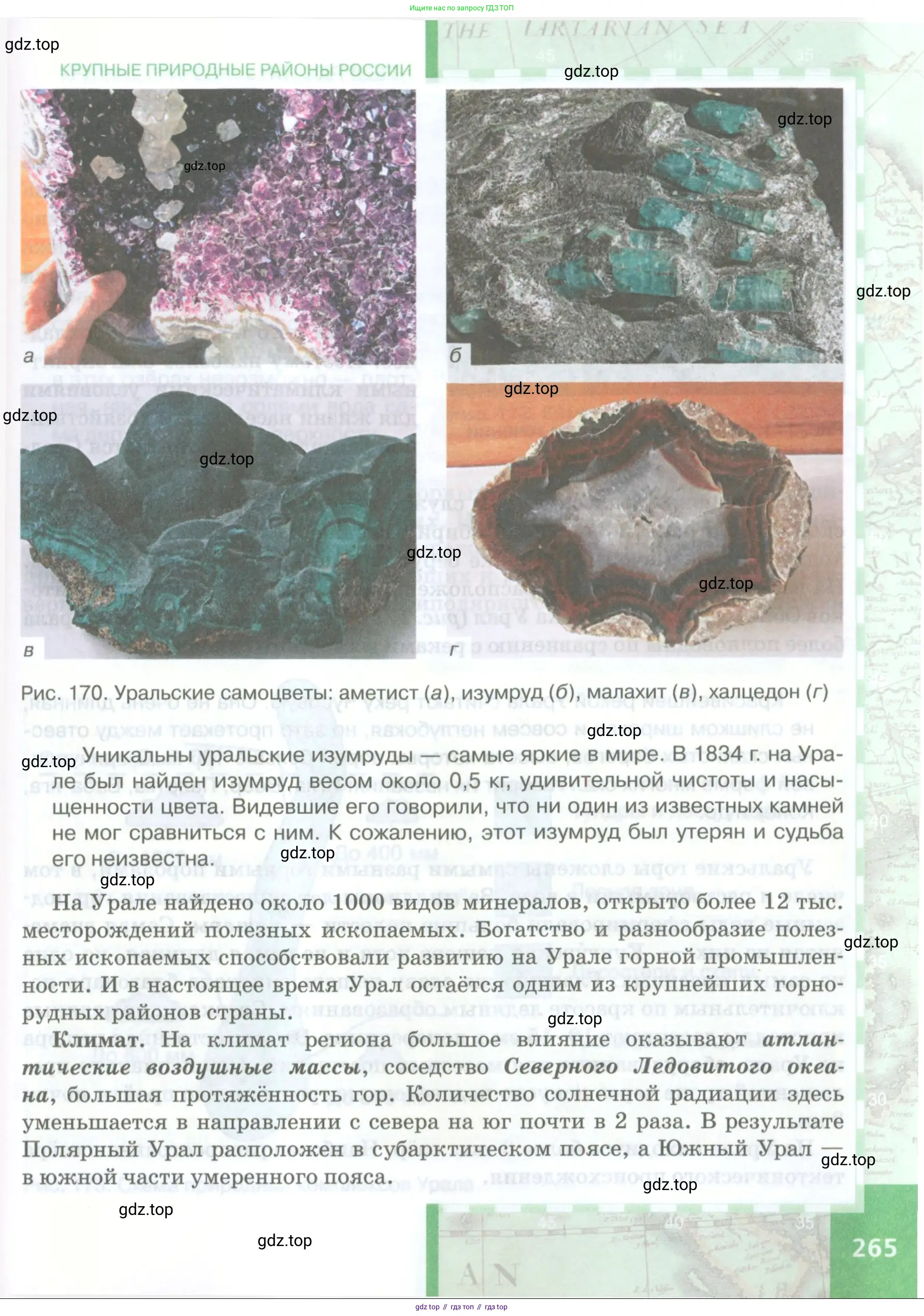 География, 8 класс Учебник, авторы: Домогацких Евгений Михайлович, Алексеевский Николай Иванович, издательство Русское слово, Москва, жёлтого цвета, страница 265