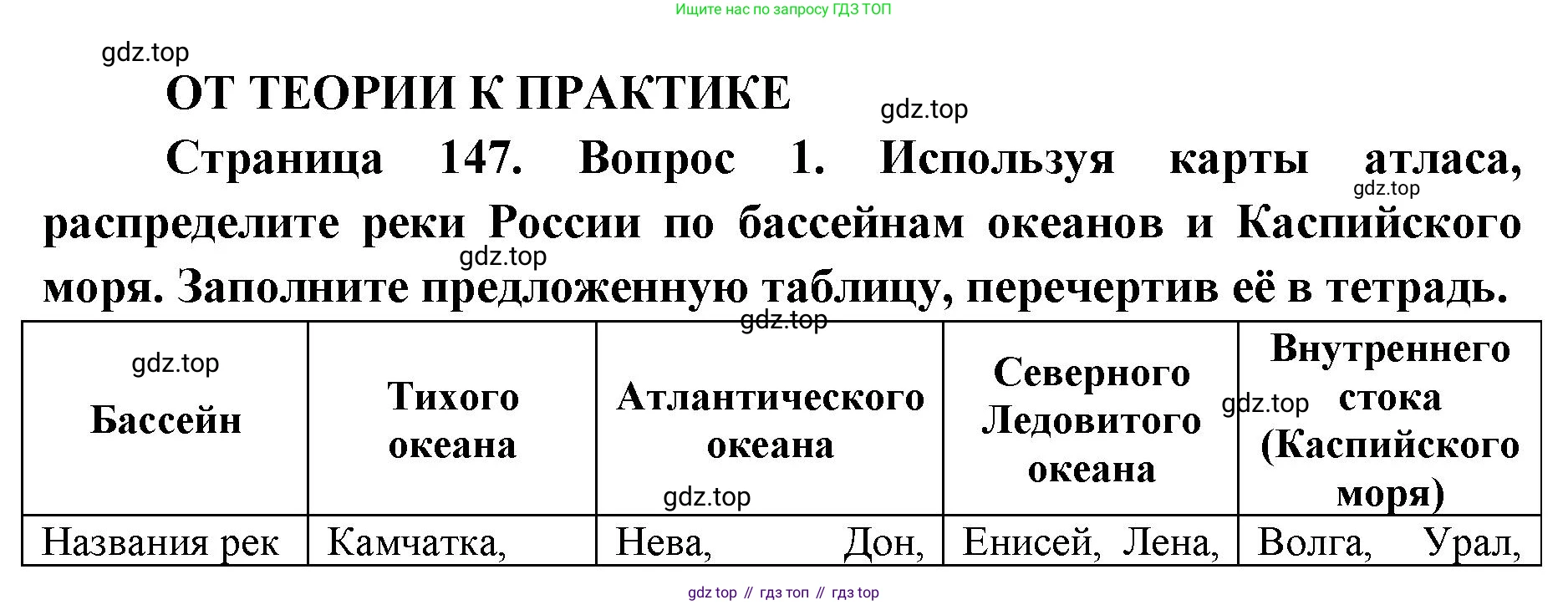 ГДЗ География, 8 класс Учебник, авторы: Домогацких Евгений Михайлович, Алексеевский Николай Иванович, издательство Русское слово, Москва, жёлтого цвета, страница 147, номер 1, Решение