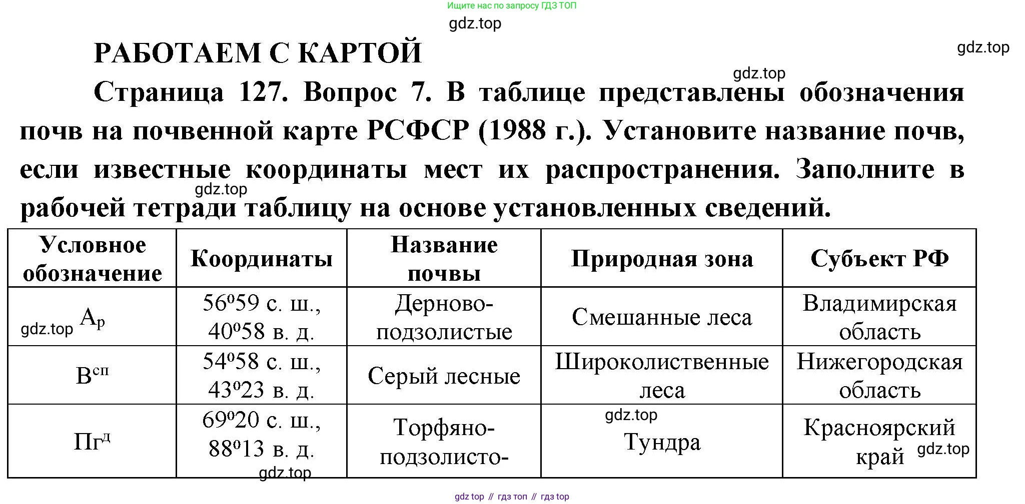 География, 8 класс Учебник, авторы: Дронов Виктор Павлович, Савельева Людмила Евгеньевна, издательство Просвещение, Москва, 2023, бирюзового цвета, страница 127, номер 7, Решение