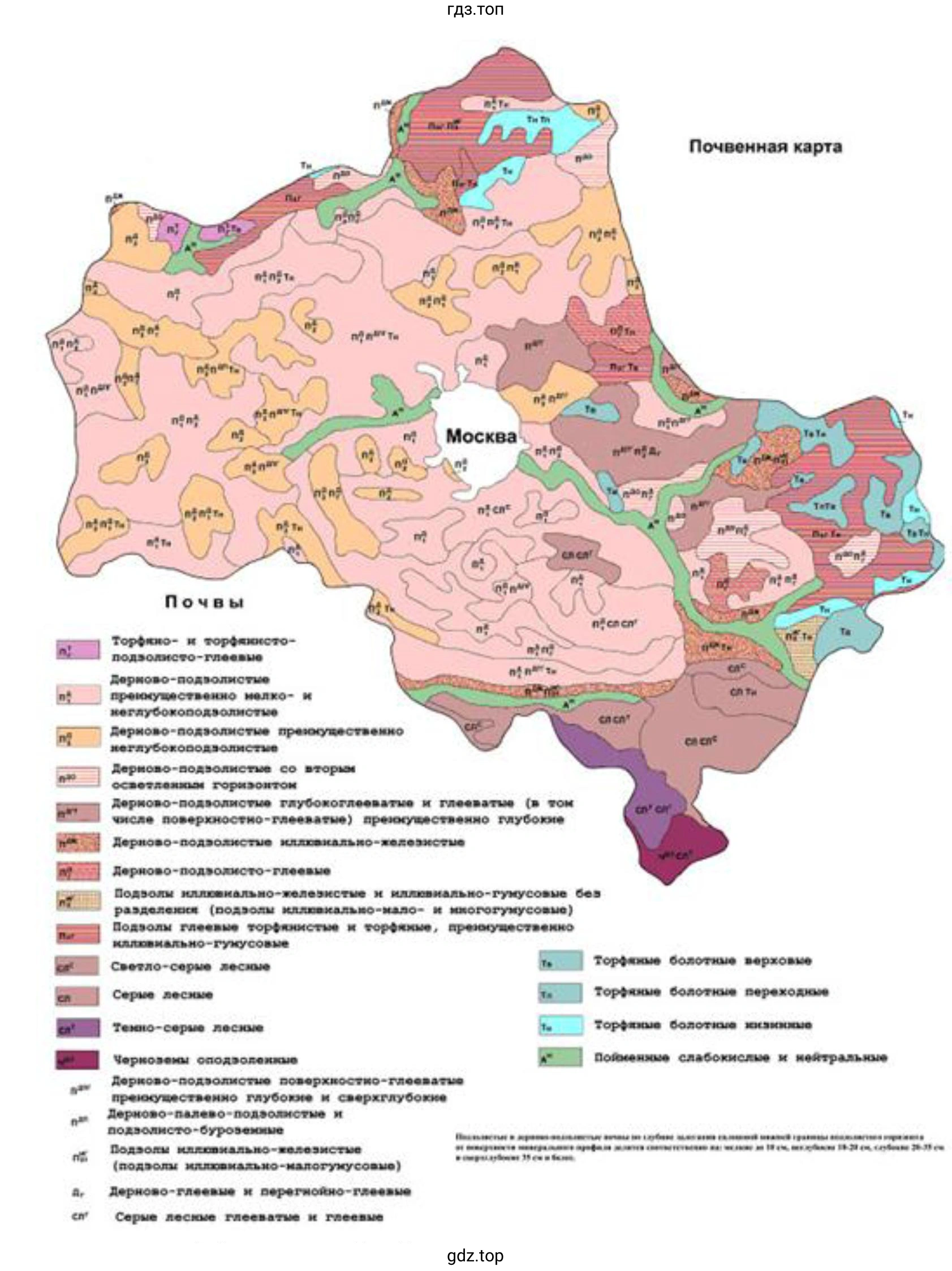 Рисунок. Почвенная карта Московской области