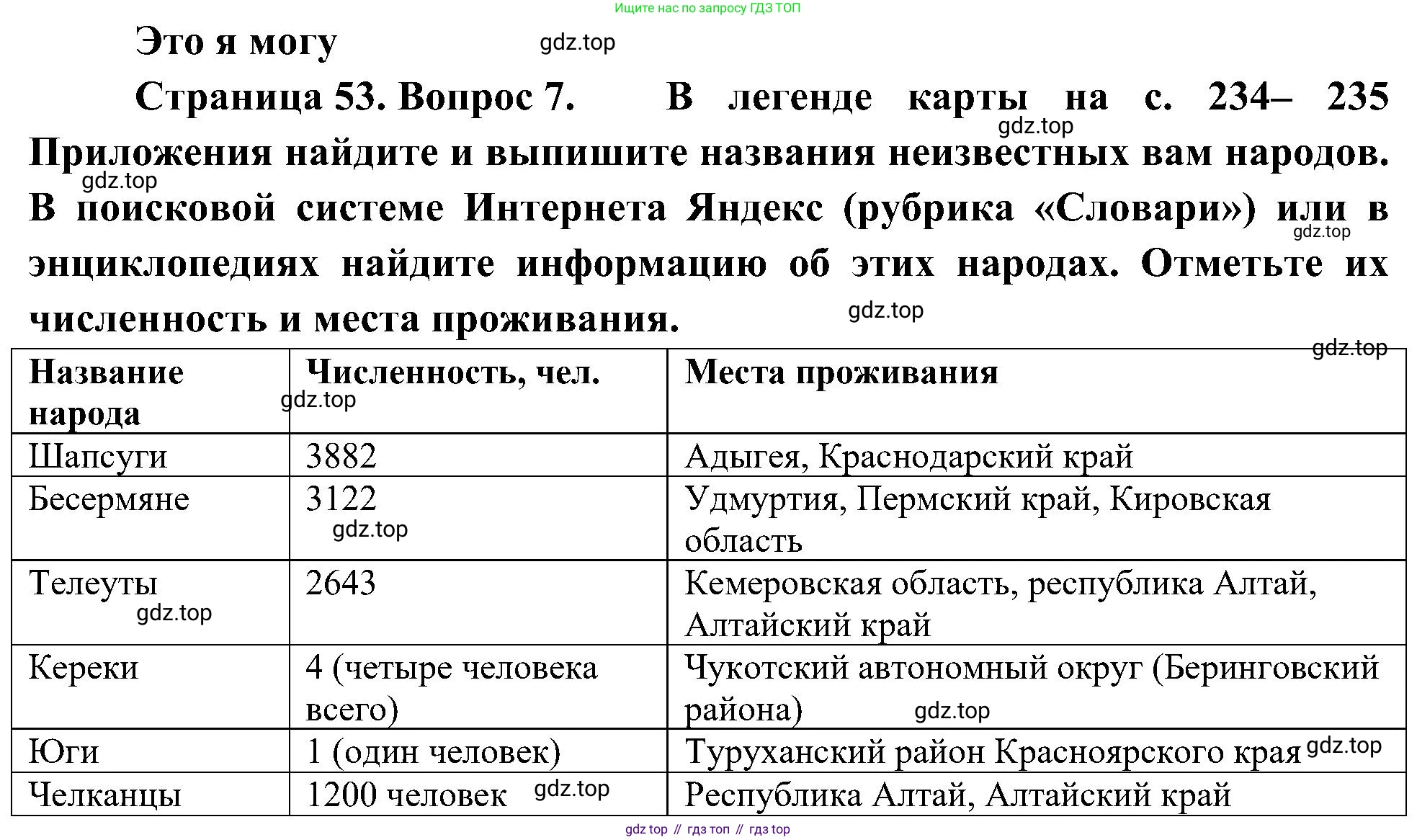 География, 8 класс Учебник, авторы: Алексеев Александр Иванович, Николина Вера Викторовна, Липкина Елена Карловна, Болысов Сергей Иванович, Кузнецова Галина Юрьевна, издательство Просвещение, Москва, 2023, жёлтого цвета, страница 53, номер 7, Решение