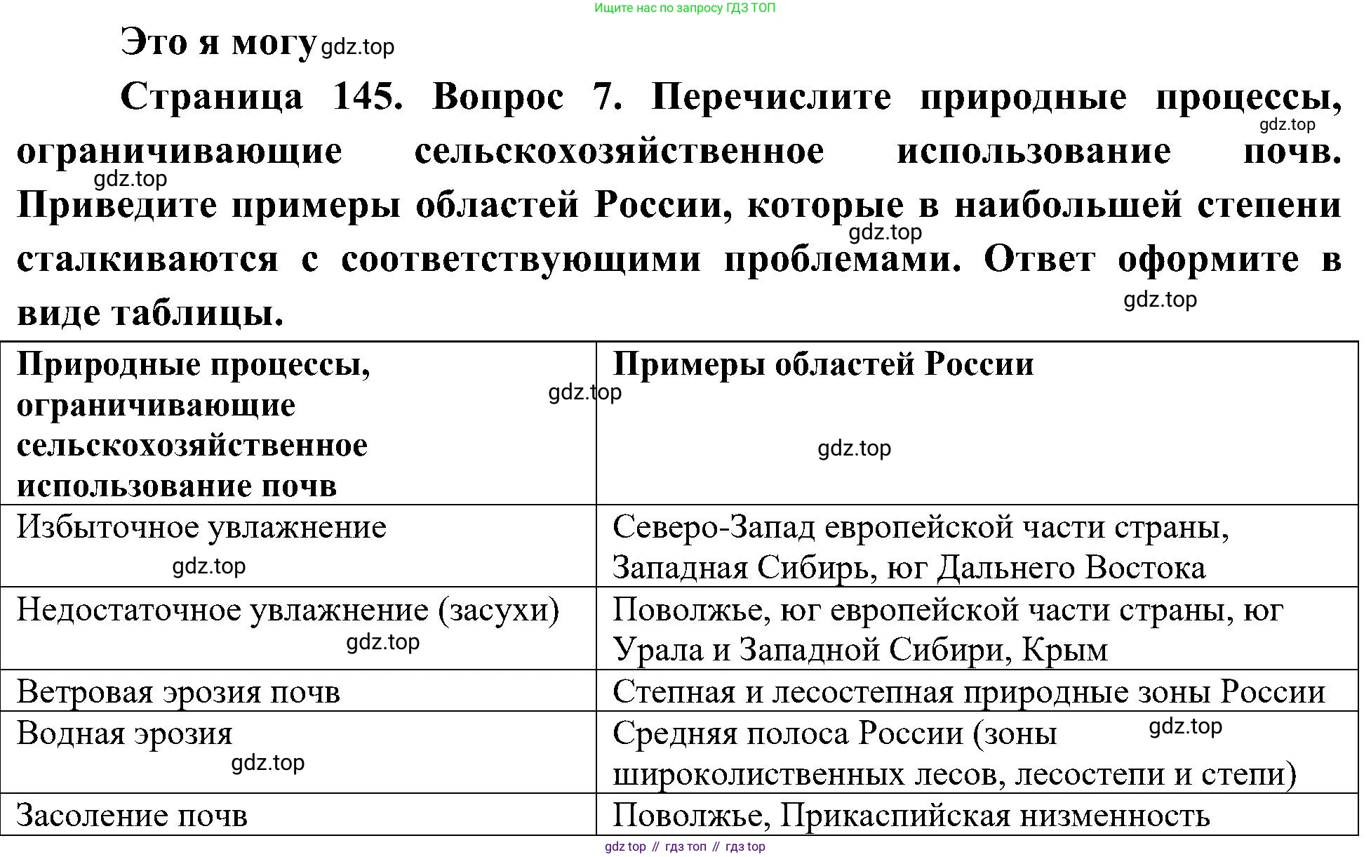 География, 8 класс Учебник, авторы: Алексеев Александр Иванович, Николина Вера Викторовна, Липкина Елена Карловна, Болысов Сергей Иванович, Кузнецова Галина Юрьевна, издательство Просвещение, Москва, 2023, жёлтого цвета, страница 145, номер 7, Решение