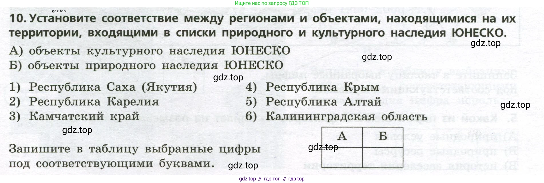ГДЗ География, 8 класс Проверочные работы, авторы: Бондарева Мария Владимировна, Шидловский Игорь Михайлович, издательство Просвещение, Москва, 2023, жёлтого цвета, страница 7, номер 10, Условие