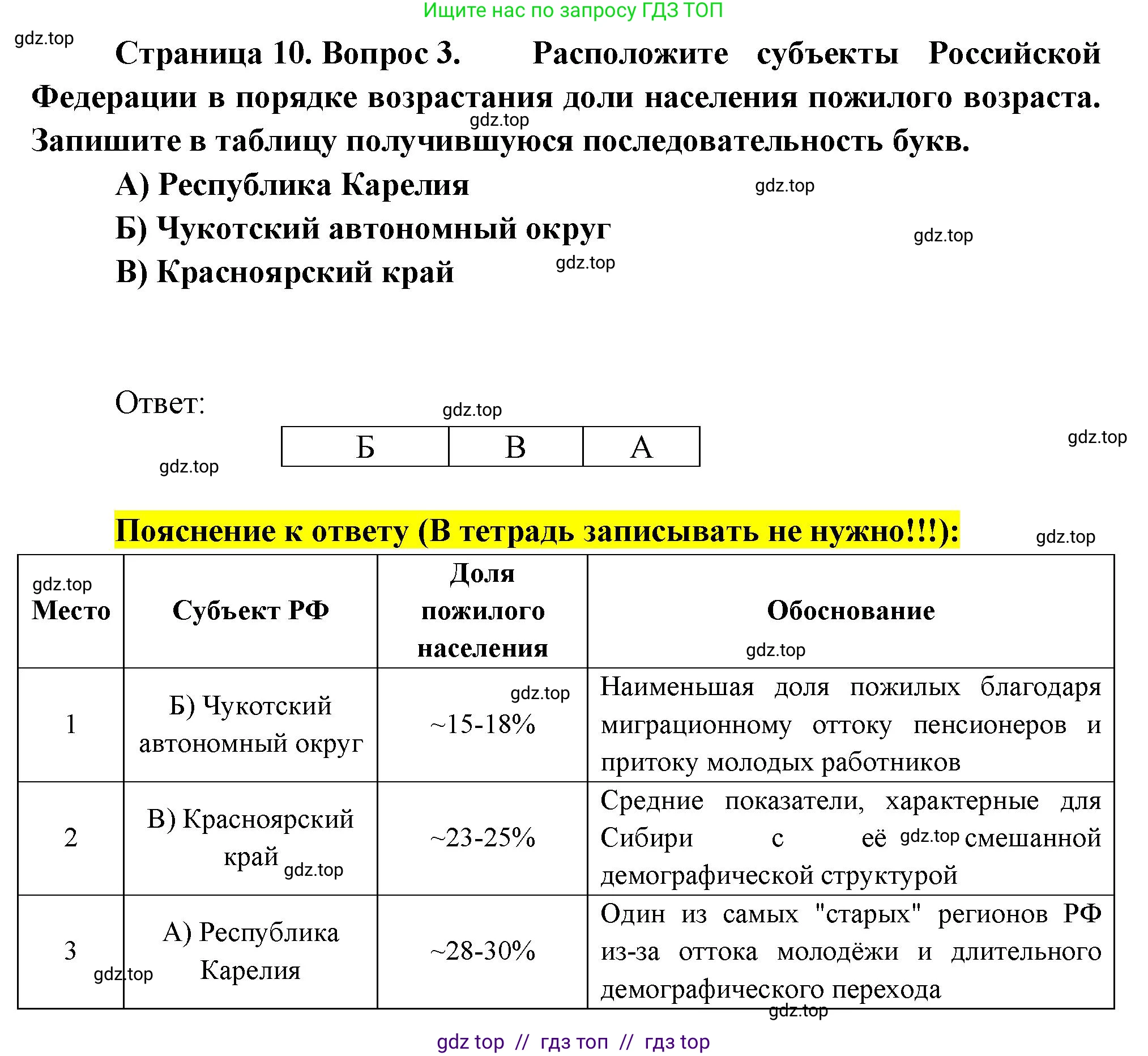 География, 8 класс Проверочные работы, авторы: Бондарева Мария Владимировна, Шидловский Игорь Михайлович, издательство Просвещение, Москва, 2023, жёлтого цвета, страница 10, номер 3, Решение 2