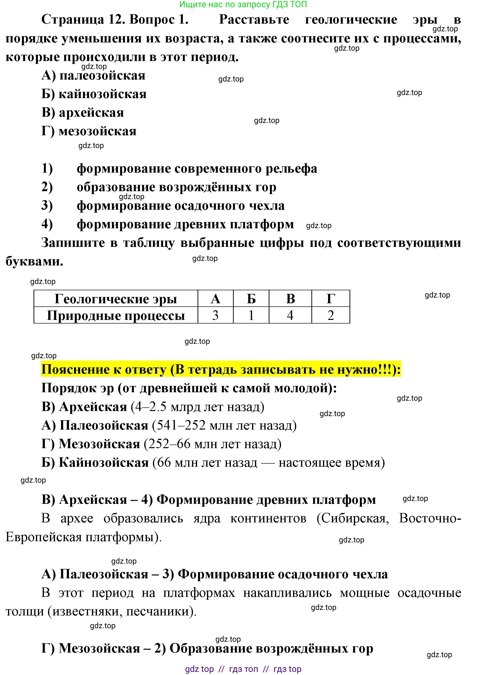 География, 8 класс Проверочные работы, авторы: Бондарева Мария Владимировна, Шидловский Игорь Михайлович, издательство Просвещение, Москва, 2023, жёлтого цвета, страница 12, номер 1, Решение 2