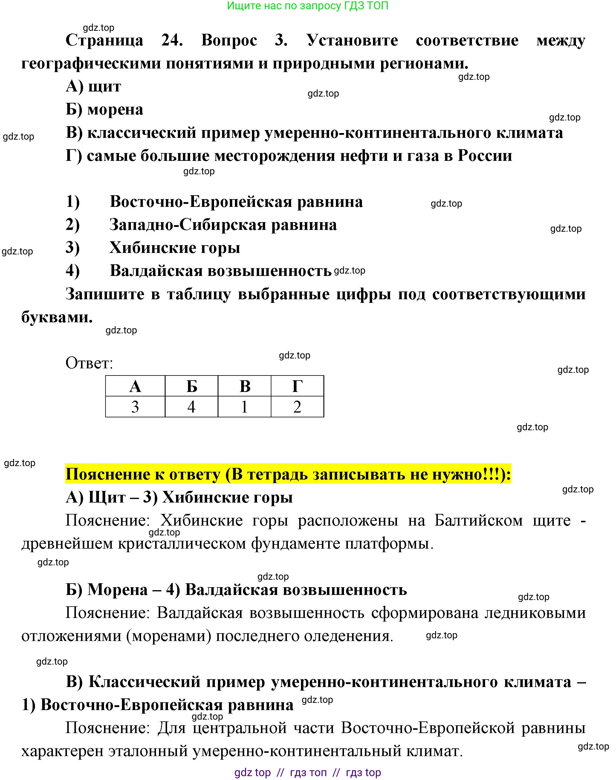 География, 8 класс Проверочные работы, авторы: Бондарева Мария Владимировна, Шидловский Игорь Михайлович, издательство Просвещение, Москва, 2023, жёлтого цвета, страница 24, номер 3, Решение 2