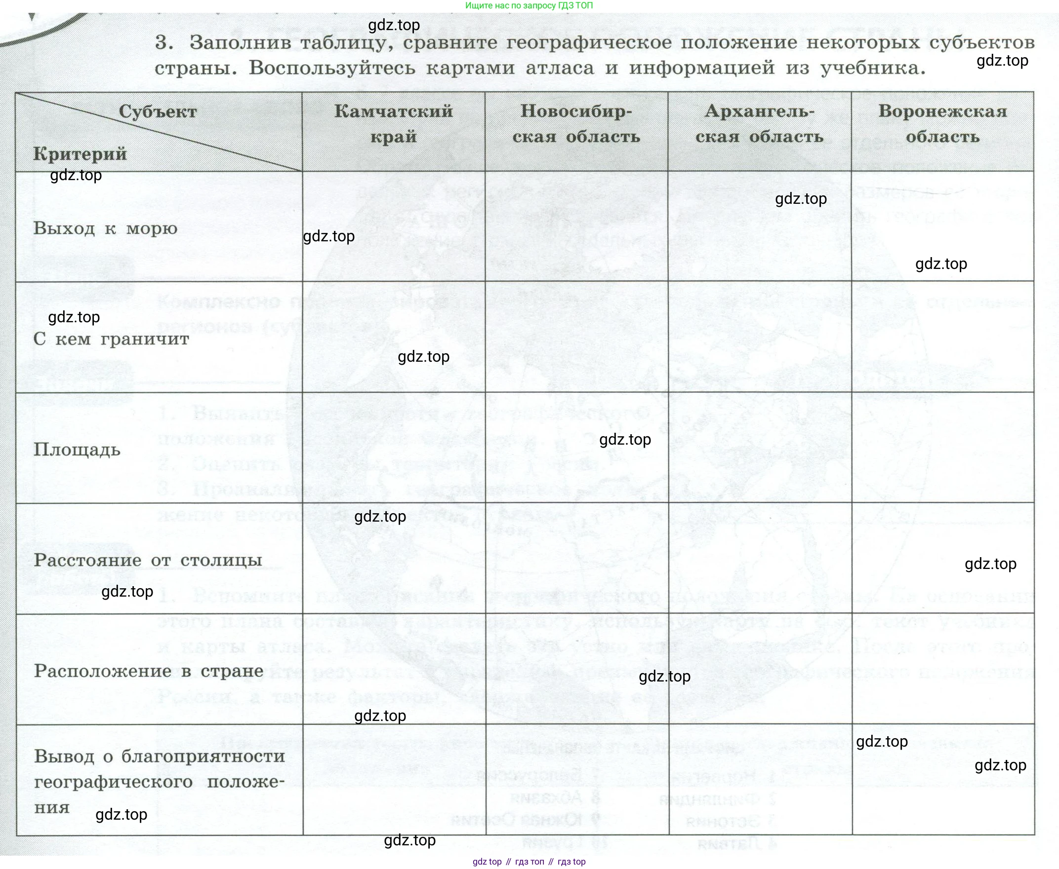 ГДЗ География, 8 класс Практические работы, автор: Дубинина Софья Петровна, издательство Просвещение, Москва, 2023, жёлтого цвета, страница 6, номер 3, Условие