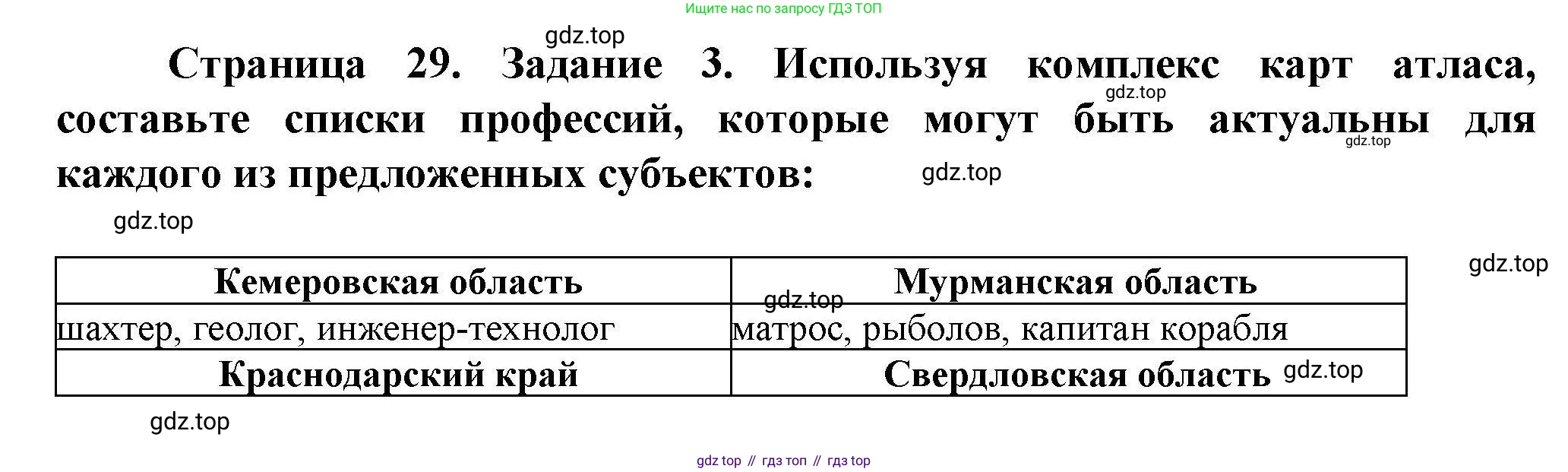 ГДЗ География, 8 класс Практические работы, автор: Дубинина Софья Петровна, издательство Просвещение, Москва, 2023, жёлтого цвета, страница 29, номер 3, Решение