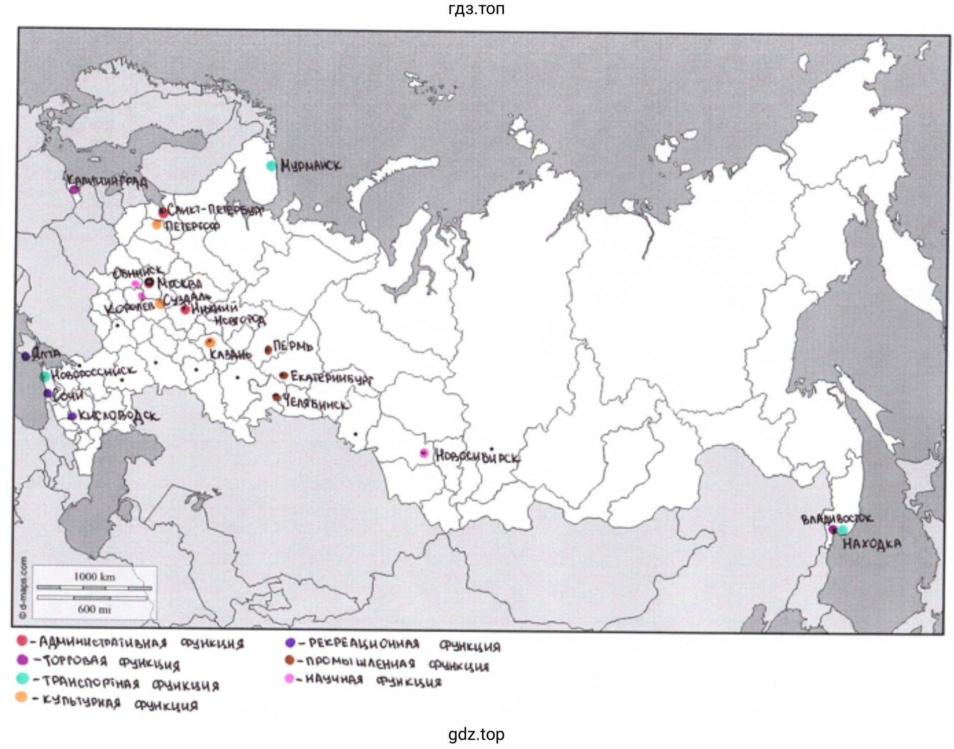 Контурная карта России функциональной классификации