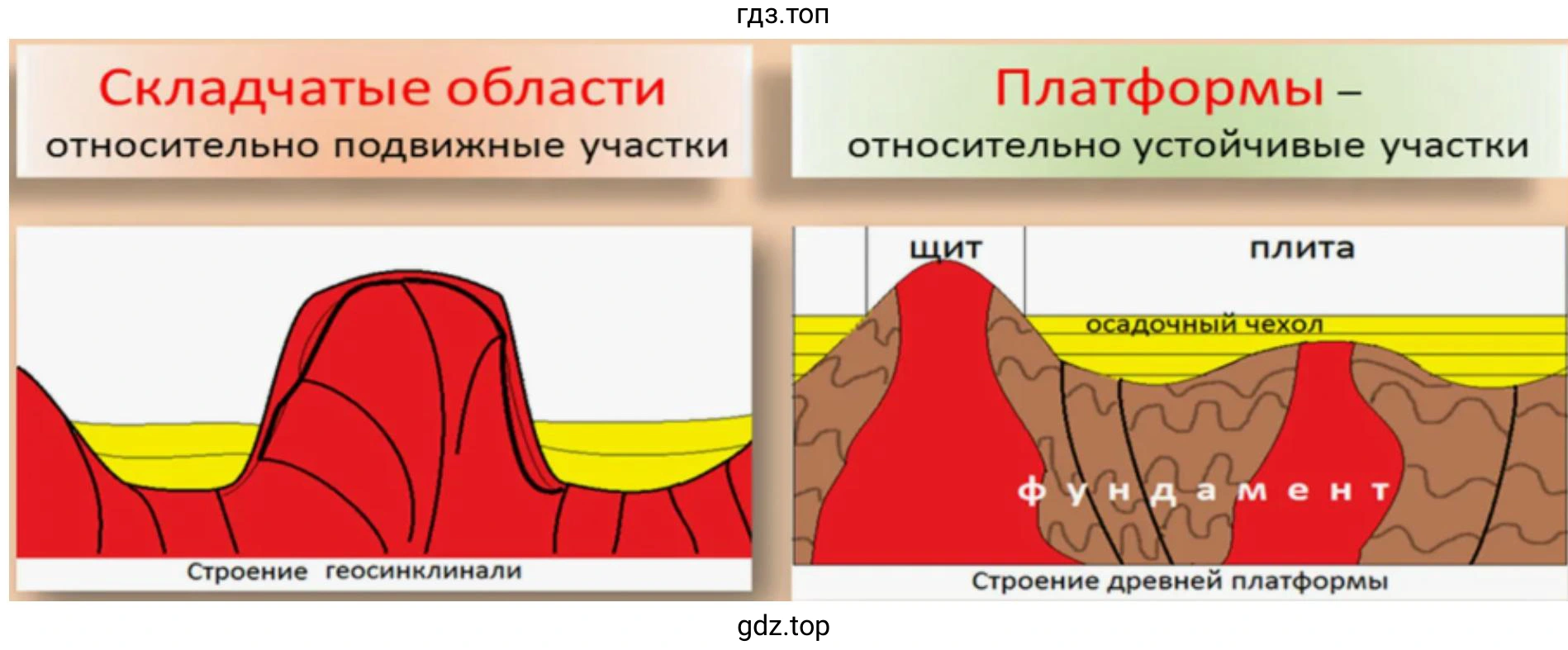Рисунок. Основные типы тектонических структур
