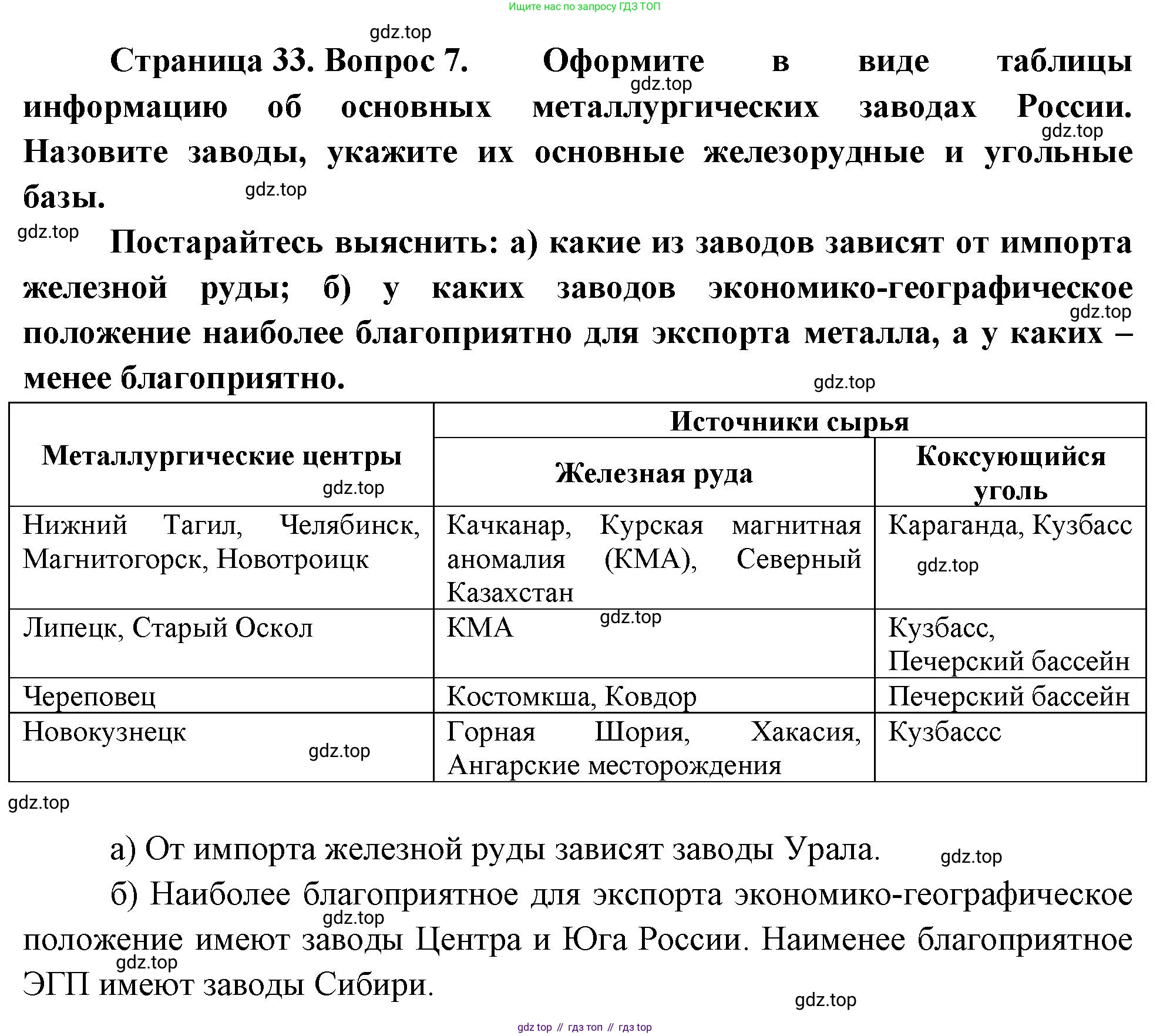 География, 9 класс Учебник, авторы: Алексеев Александр Иванович, Николина Вера Викторовна, Липкина Елена Карловна, Болысов Сергей Иванович, Кузнецова Галина Юрьевна, издательство Просвещение, Москва, 2023, жёлтого цвета, страница 33, номер 7, Решение