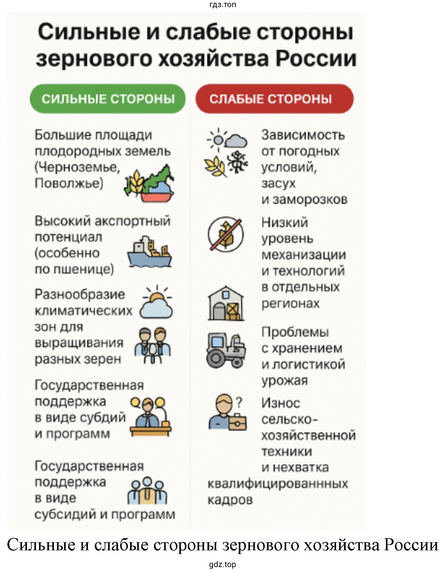 Плакат. Сильные и слабые стороны зернового хозяйства России