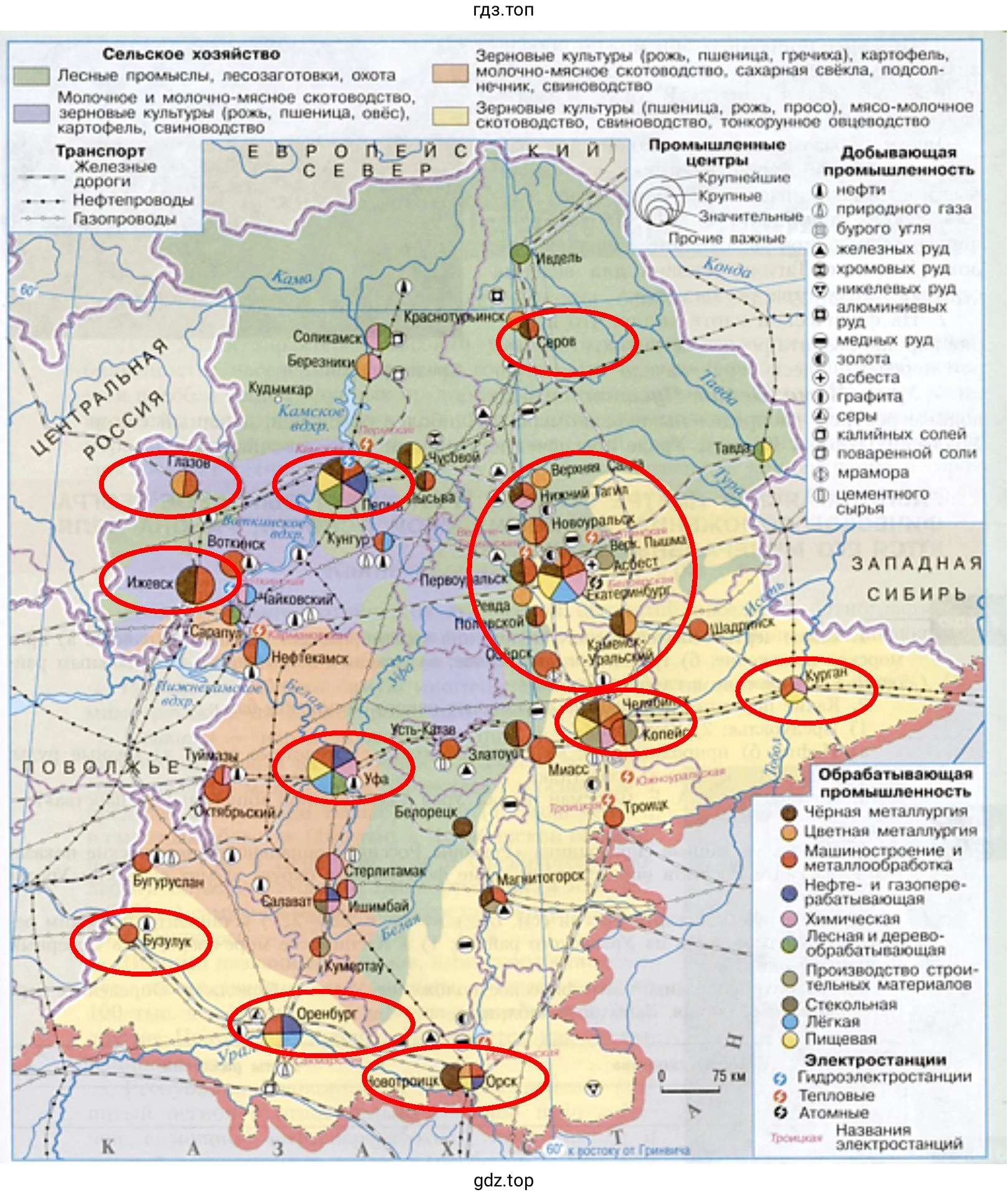 Экономической карта города — промышленные центры