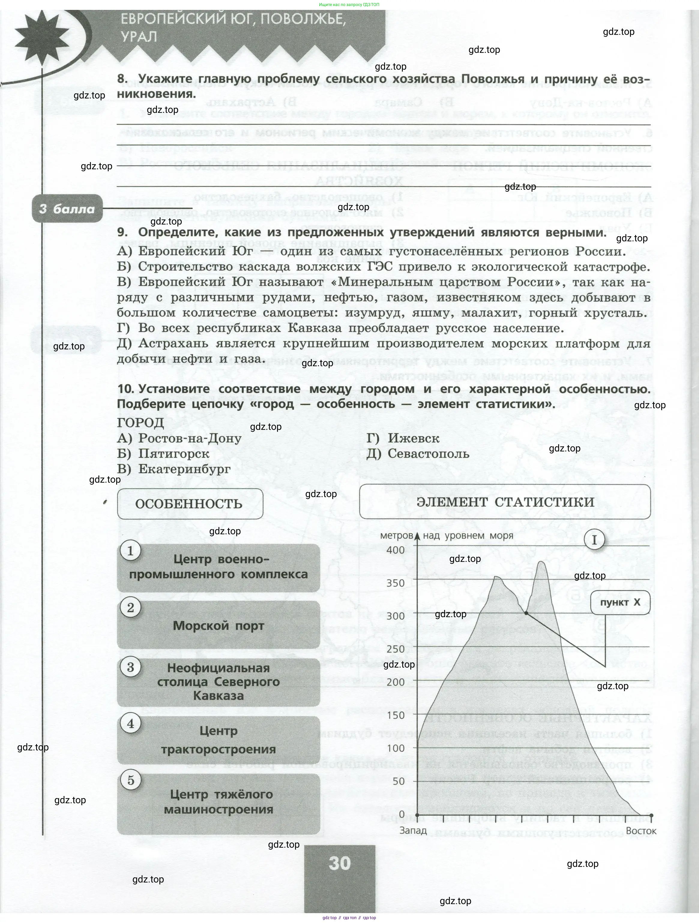 География, 9 класс Проверочные работы, авторы: Бондарева Мария Владимировна, Шидловский Игорь Михайлович, издательство Просвещение, Москва, 2023, жёлтого цвета, страница 30