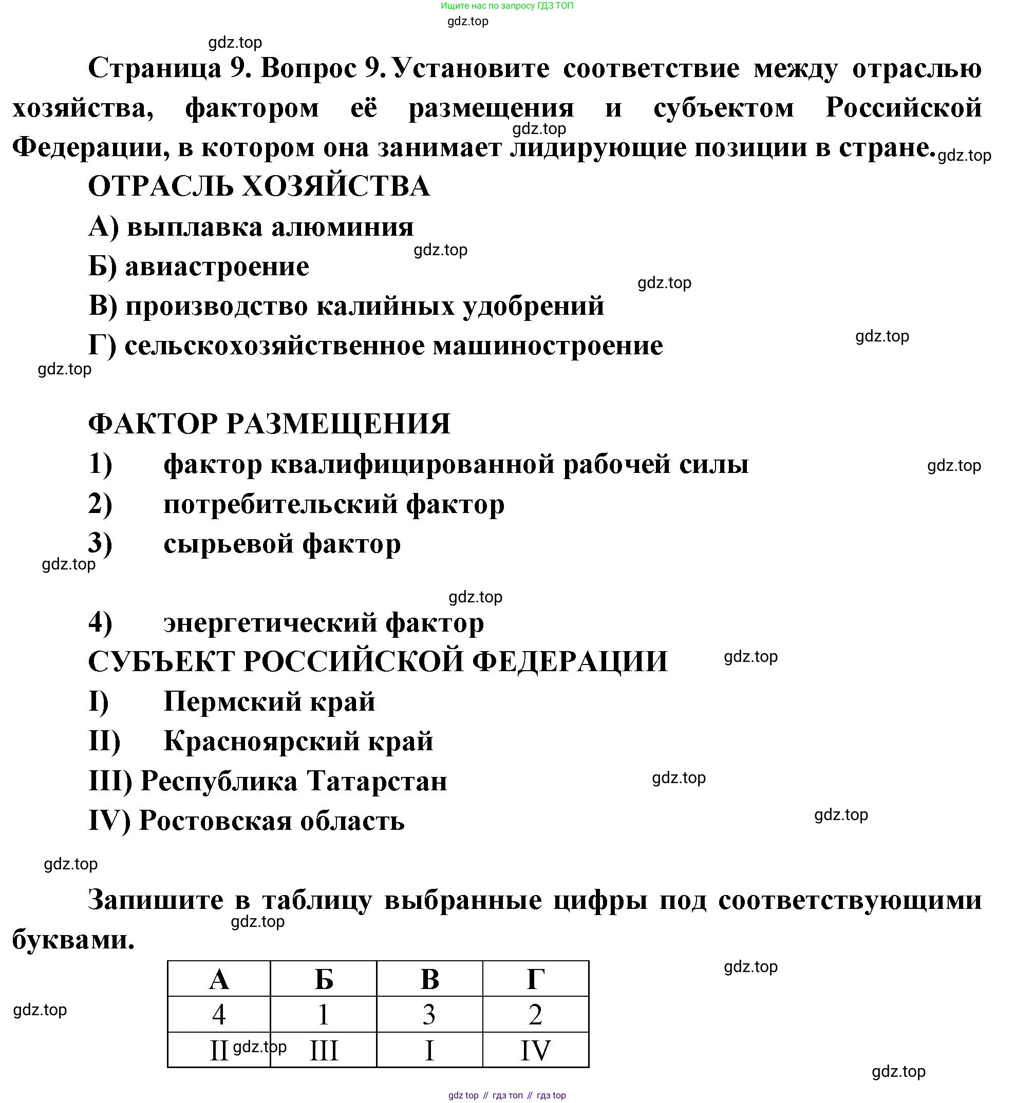 География, 9 класс Проверочные работы, авторы: Бондарева Мария Владимировна, Шидловский Игорь Михайлович, издательство Просвещение, Москва, 2023, жёлтого цвета, страница 9, номер 9, Решение