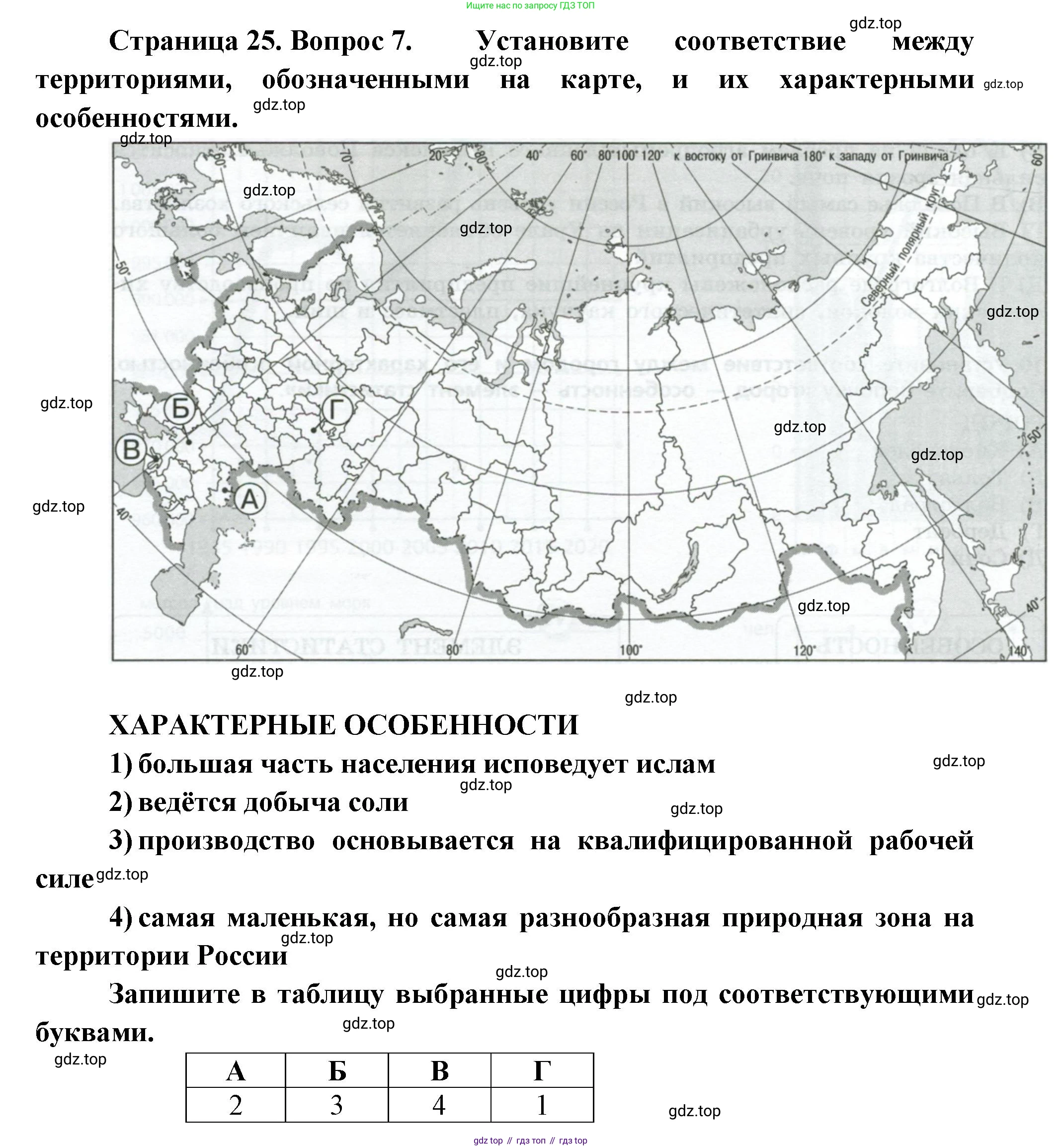 География, 9 класс Проверочные работы, авторы: Бондарева Мария Владимировна, Шидловский Игорь Михайлович, издательство Просвещение, Москва, 2023, жёлтого цвета, страница 25, номер 7, Решение