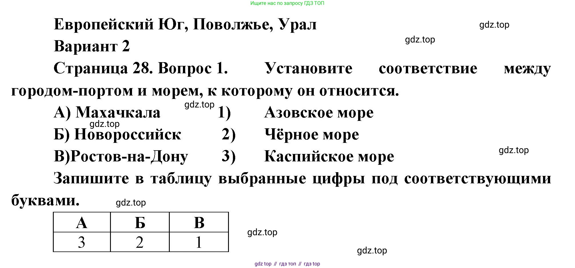 География, 9 класс Проверочные работы, авторы: Бондарева Мария Владимировна, Шидловский Игорь Михайлович, издательство Просвещение, Москва, 2023, жёлтого цвета, страница 28, номер 1, Решение