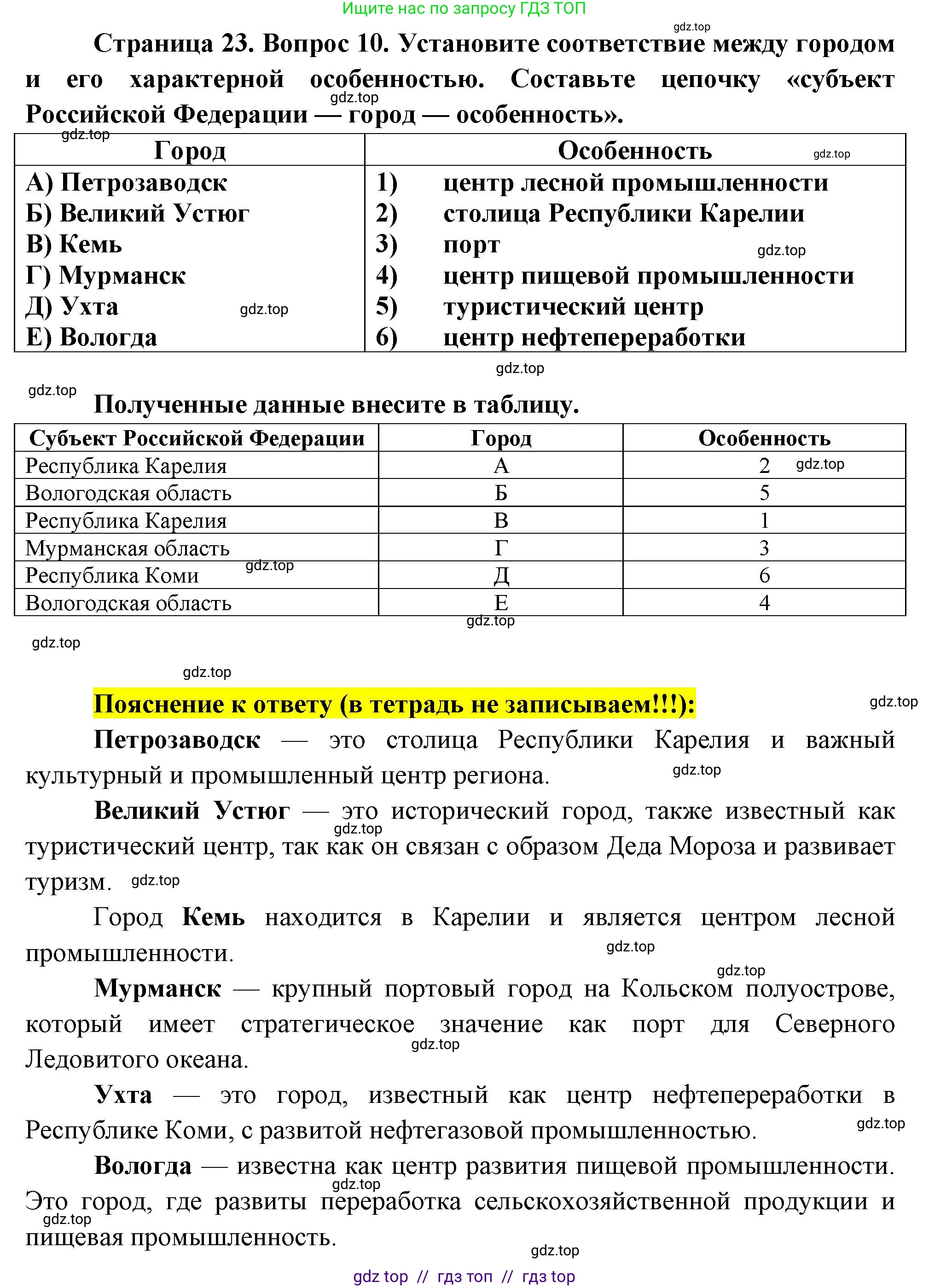 География, 9 класс Проверочные работы, авторы: Бондарева Мария Владимировна, Шидловский Игорь Михайлович, издательство Просвещение, Москва, 2023, жёлтого цвета, страница 23, номер 10, Решение 2