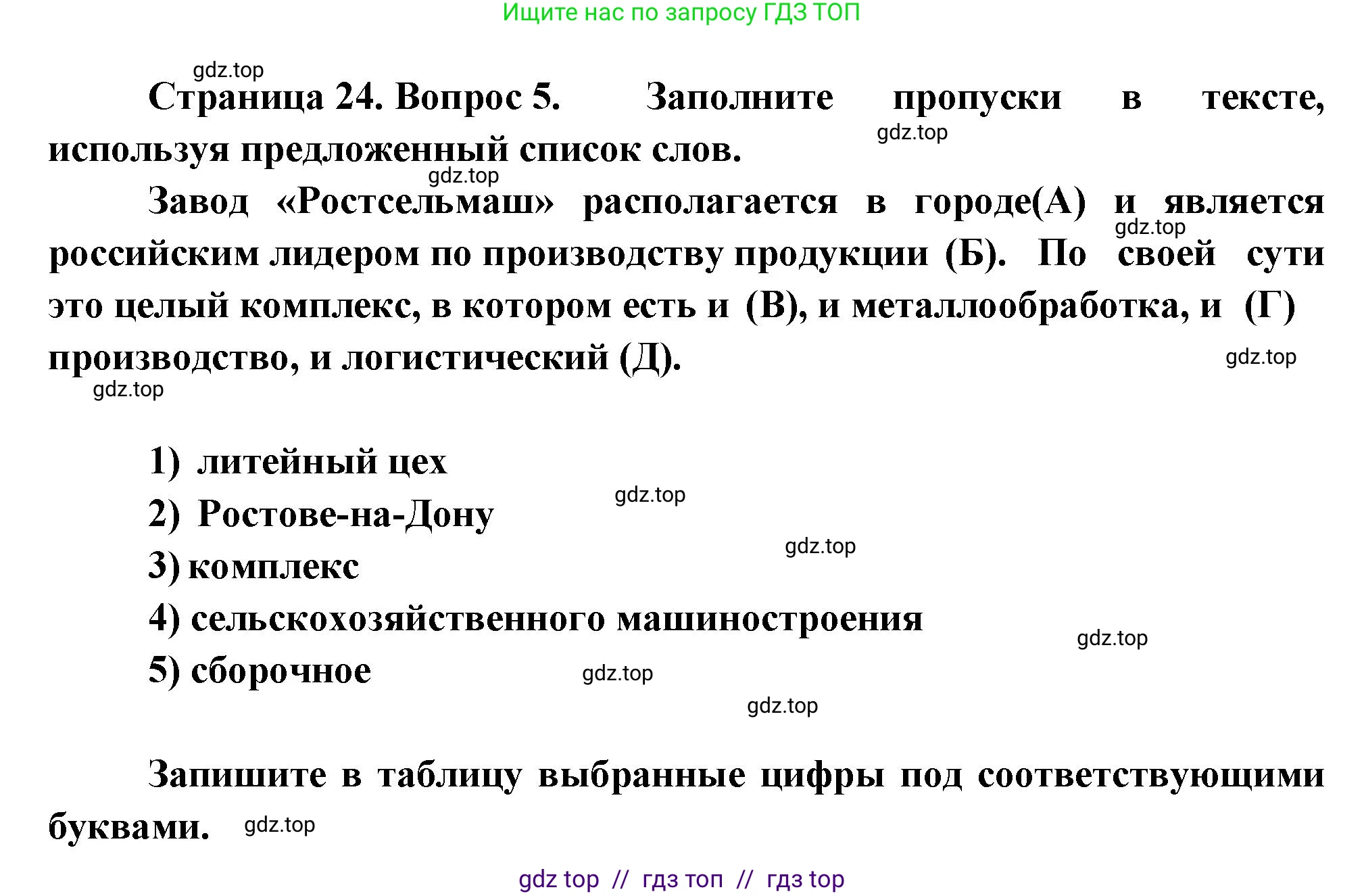 География, 9 класс Проверочные работы, авторы: Бондарева Мария Владимировна, Шидловский Игорь Михайлович, издательство Просвещение, Москва, 2023, жёлтого цвета, страница 24, номер 5, Решение 2
