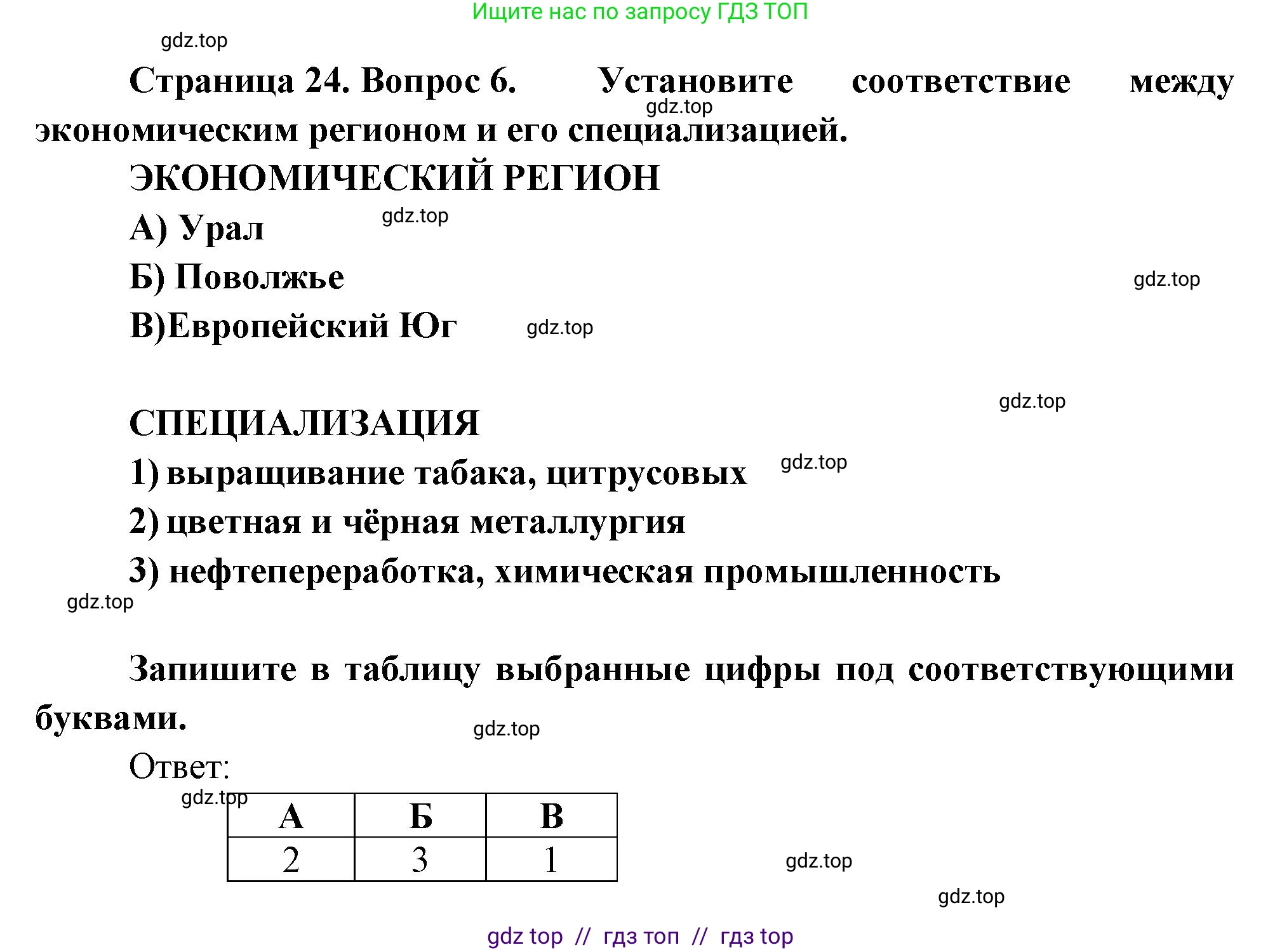 География, 9 класс Проверочные работы, авторы: Бондарева Мария Владимировна, Шидловский Игорь Михайлович, издательство Просвещение, Москва, 2023, жёлтого цвета, страница 24, номер 6, Решение 2