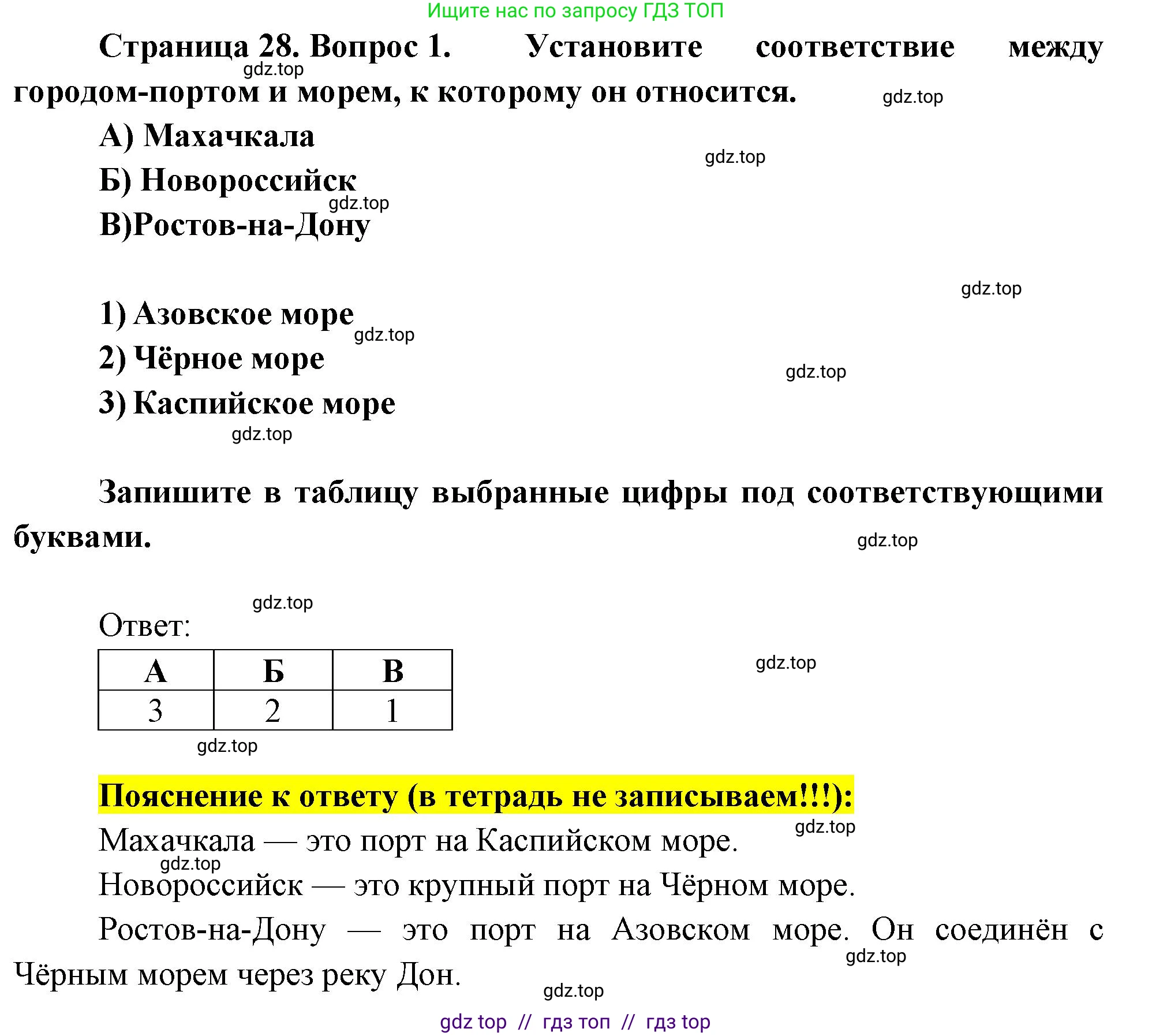 География, 9 класс Проверочные работы, авторы: Бондарева Мария Владимировна, Шидловский Игорь Михайлович, издательство Просвещение, Москва, 2023, жёлтого цвета, страница 28, номер 1, Решение 2