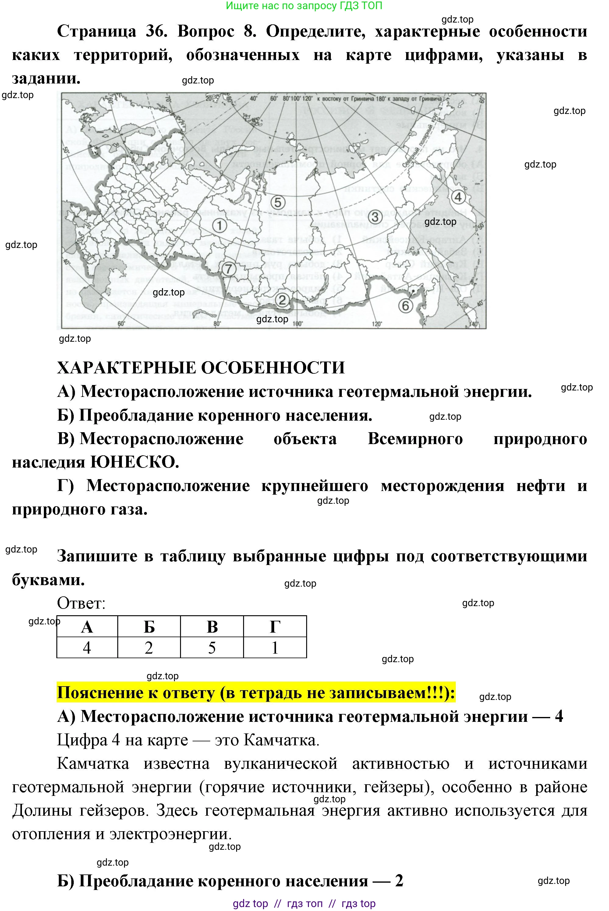 География, 9 класс Проверочные работы, авторы: Бондарева Мария Владимировна, Шидловский Игорь Михайлович, издательство Просвещение, Москва, 2023, жёлтого цвета, страница 36, номер 8, Решение 2