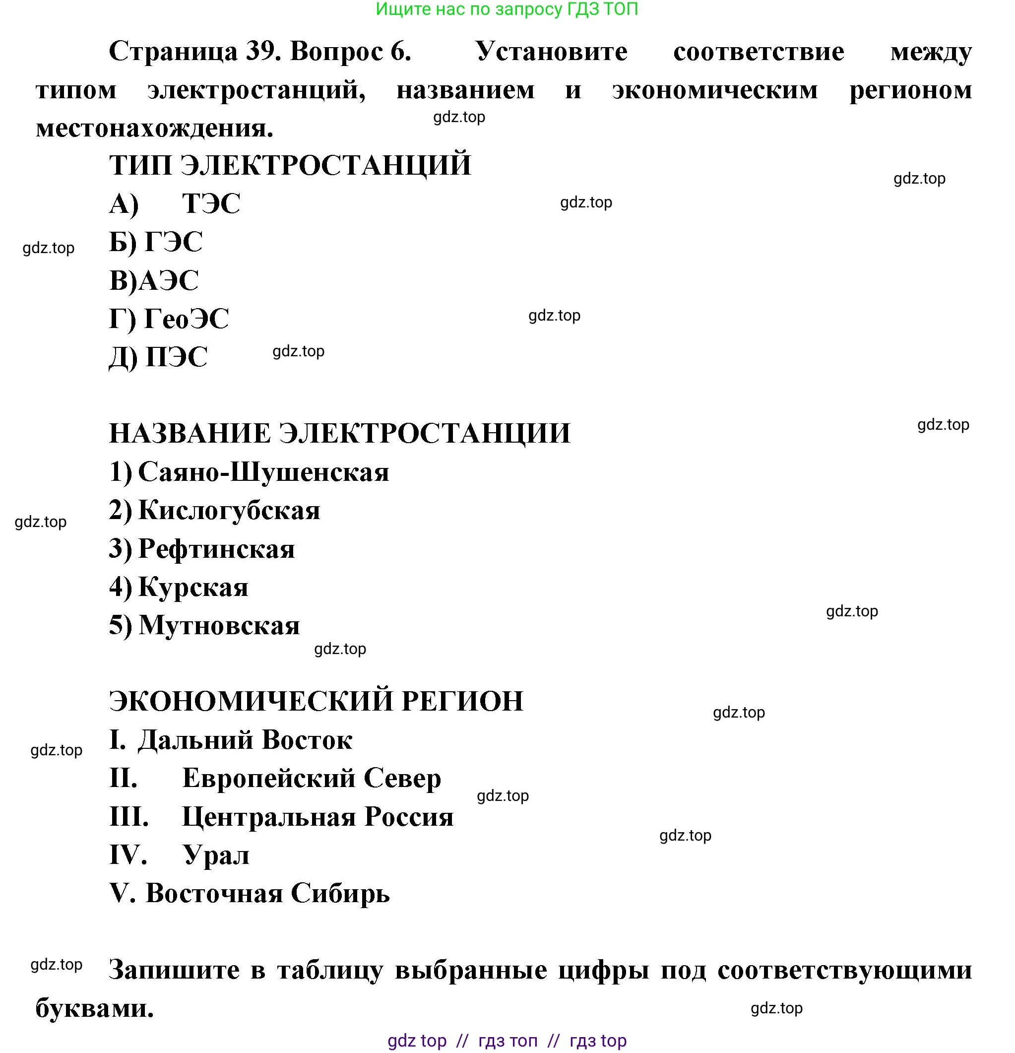 География, 9 класс Проверочные работы, авторы: Бондарева Мария Владимировна, Шидловский Игорь Михайлович, издательство Просвещение, Москва, 2023, жёлтого цвета, страница 39, номер 6, Решение 2