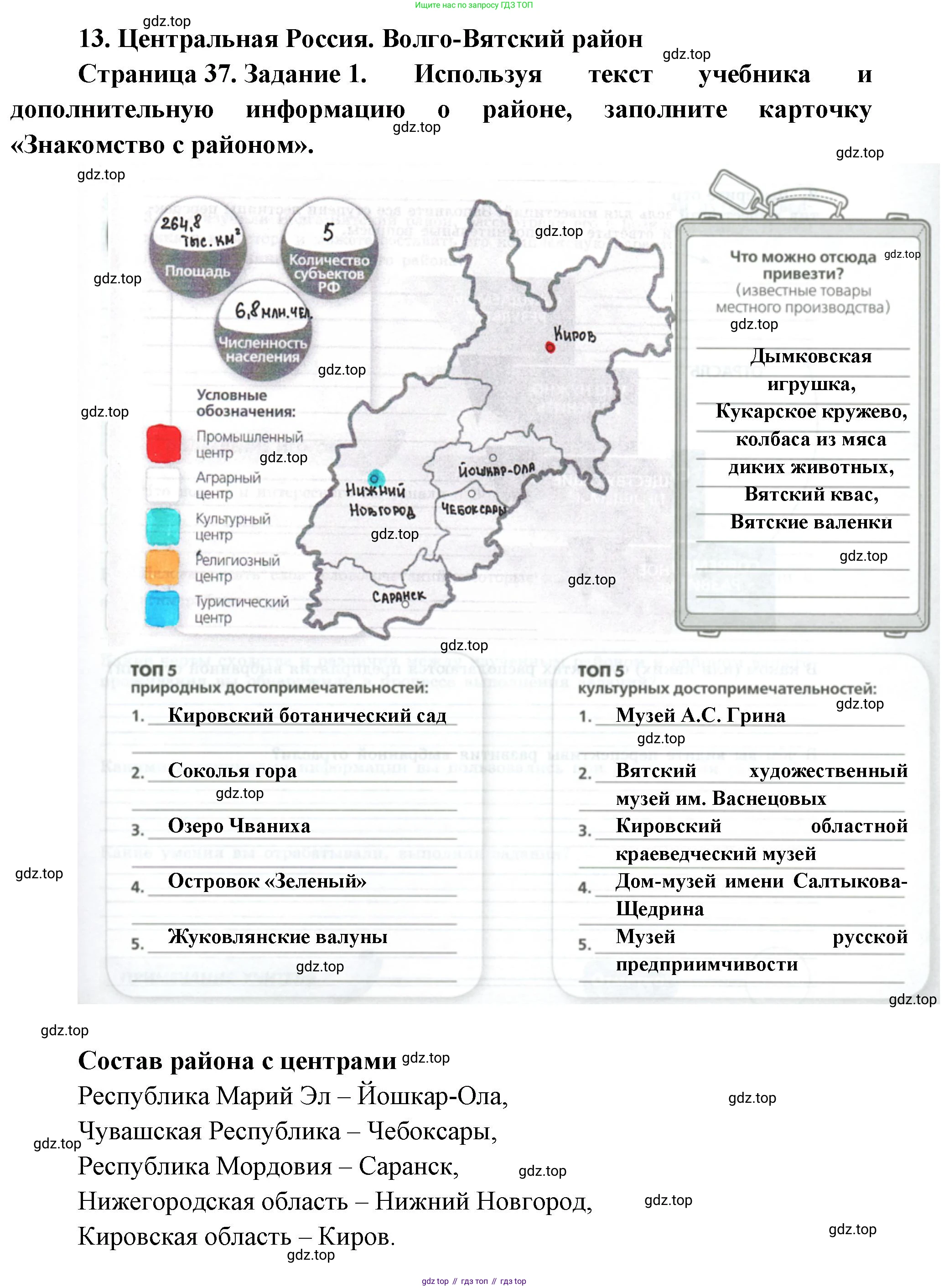 География, 9 класс Практические работы, автор: Дубинина Софья Петровна, издательство Просвещение, Москва, 2023, жёлтого цвета, страница 37, номер 1, Решение