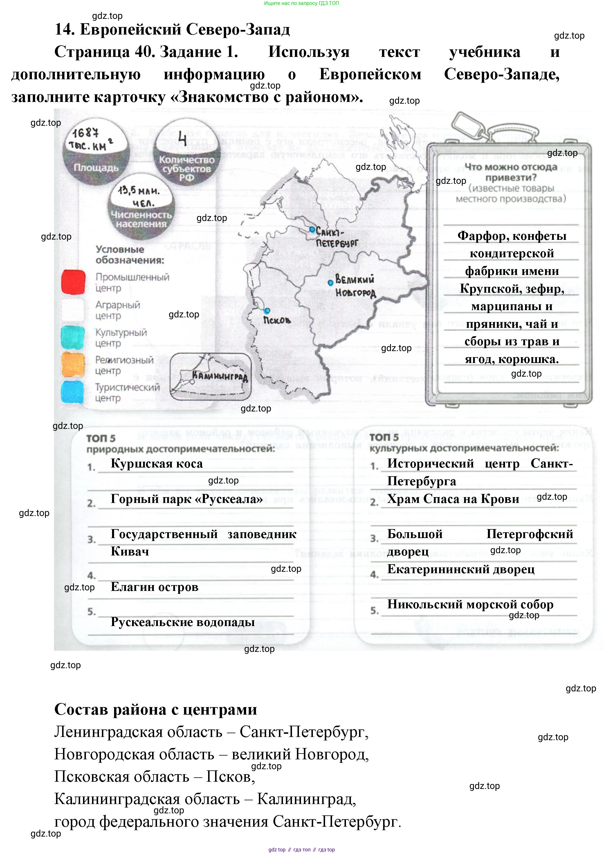 География, 9 класс Практические работы, автор: Дубинина Софья Петровна, издательство Просвещение, Москва, 2023, жёлтого цвета, страница 40, номер 1, Решение