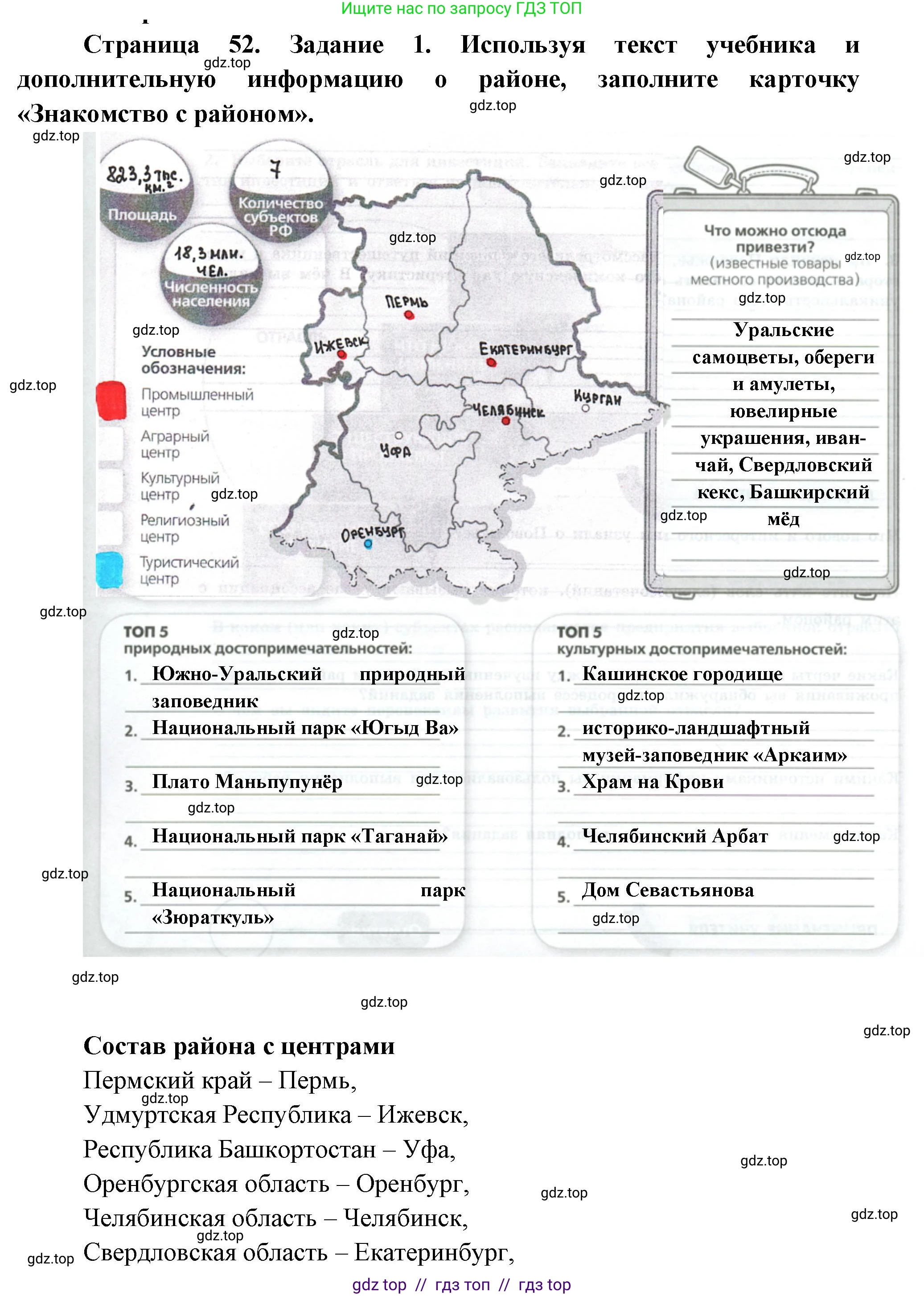 География, 9 класс Практические работы, автор: Дубинина Софья Петровна, издательство Просвещение, Москва, 2023, жёлтого цвета, страница 52, номер 1, Решение 2