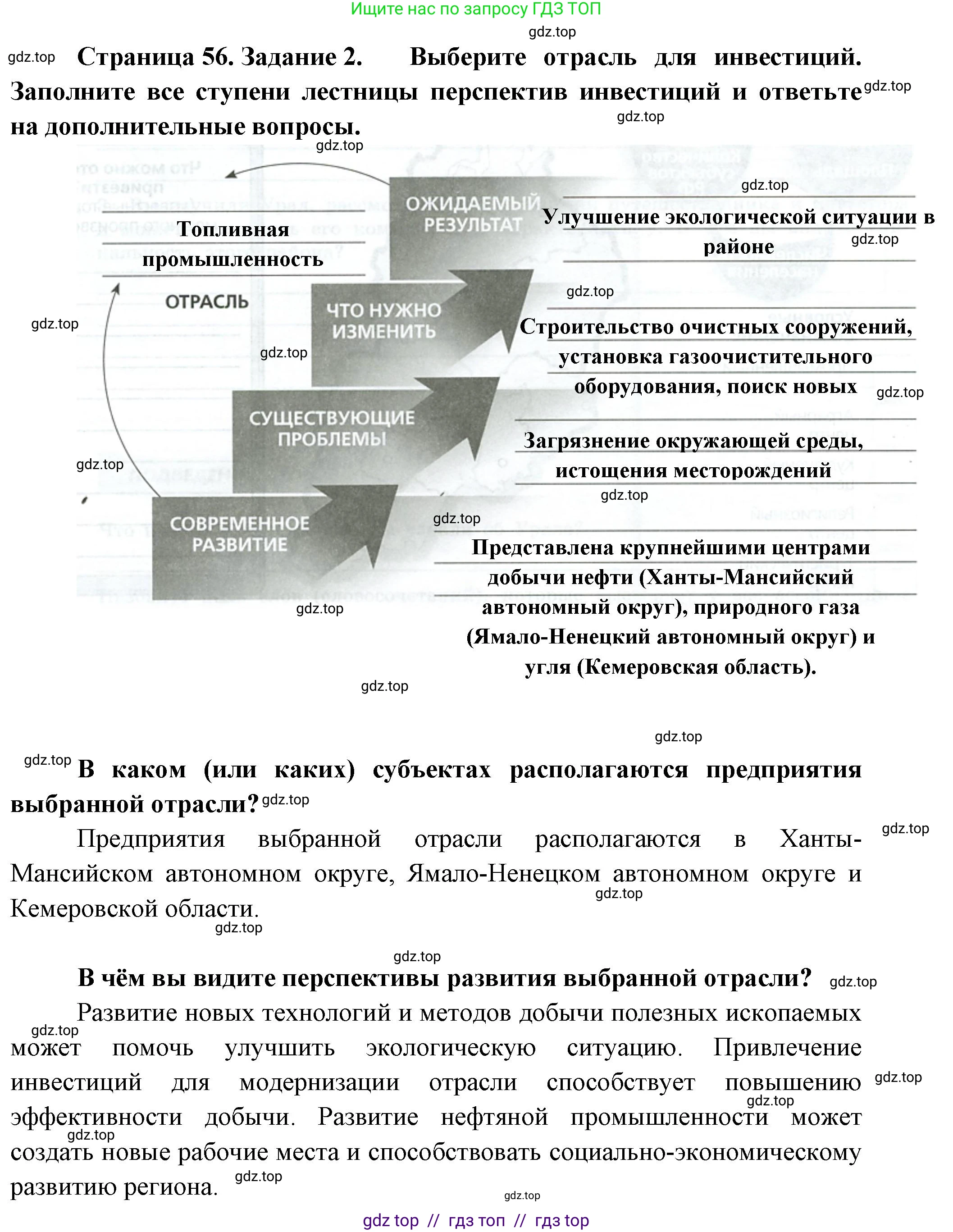 География, 9 класс Практические работы, автор: Дубинина Софья Петровна, издательство Просвещение, Москва, 2023, жёлтого цвета, страница 56, номер 2, Решение 2