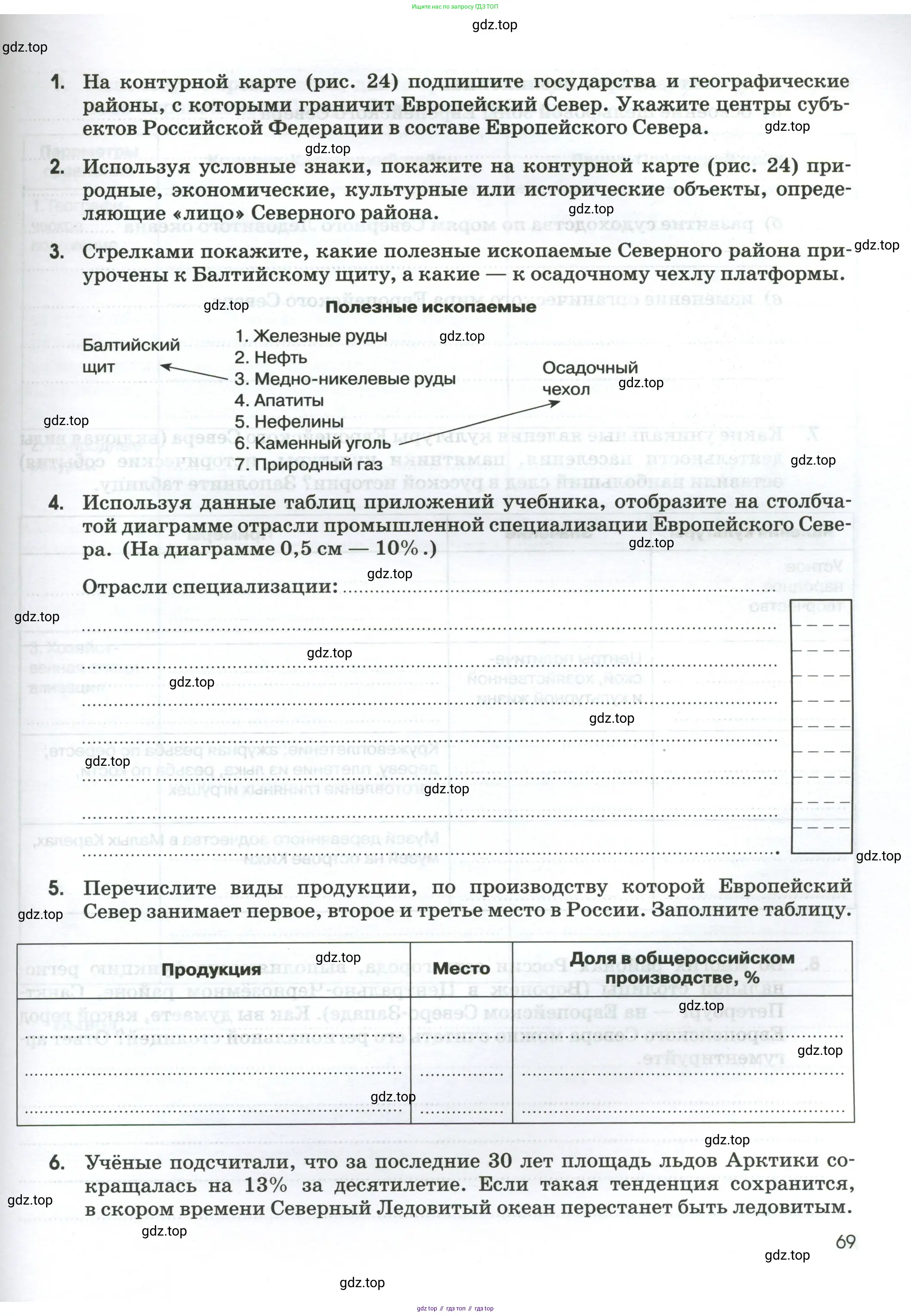 География, 9 класс рабочая тетрадь, авторы: Ким Эльвира Васильевна, Марченко Наталия Адольфовна, Низовцев Вячеслав Алексеевич, издательство Просвещение, Москва, 2023, белого цвета, страница 69