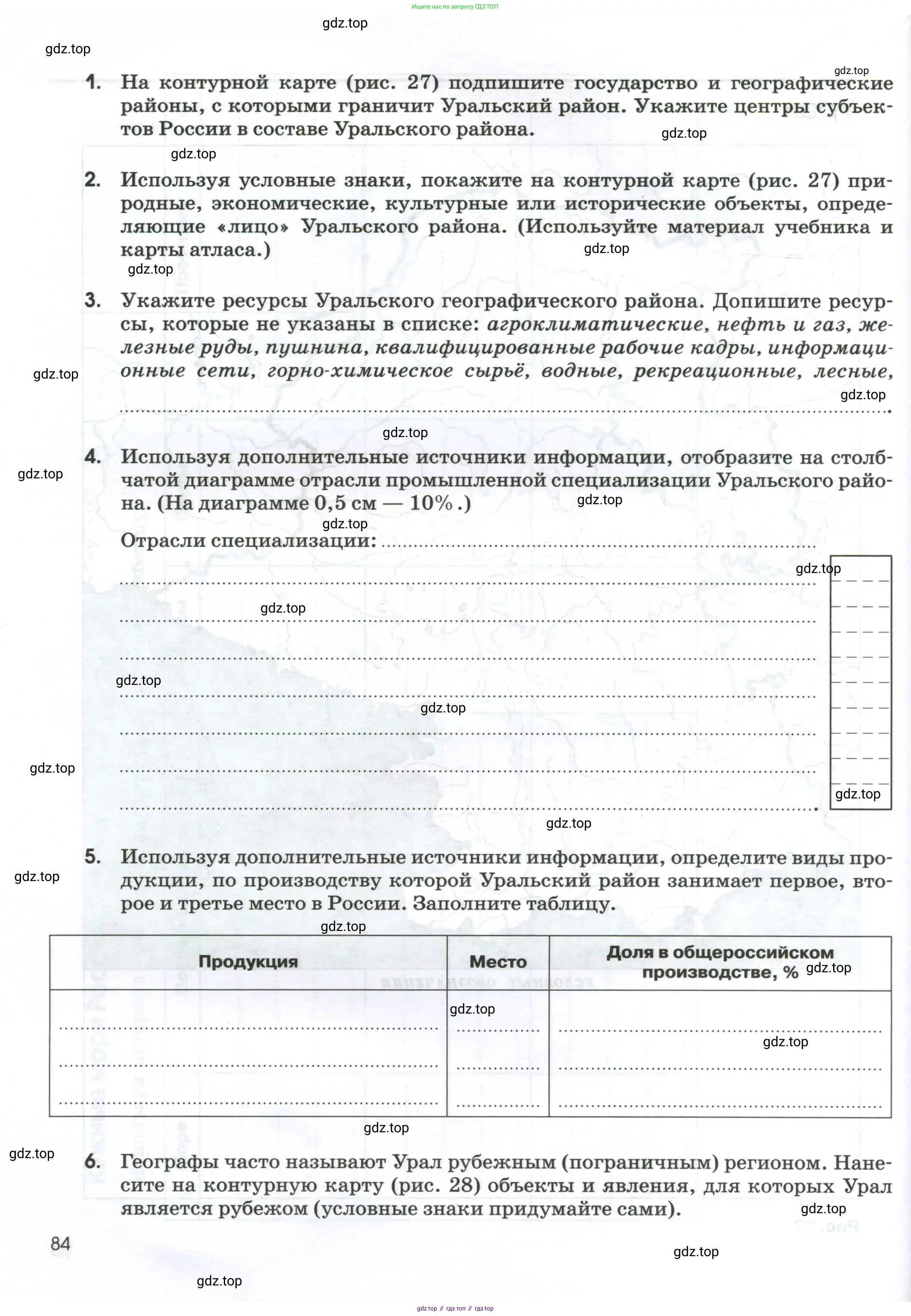География, 9 класс рабочая тетрадь, авторы: Ким Эльвира Васильевна, Марченко Наталия Адольфовна, Низовцев Вячеслав Алексеевич, издательство Просвещение, Москва, 2023, белого цвета, страница 84