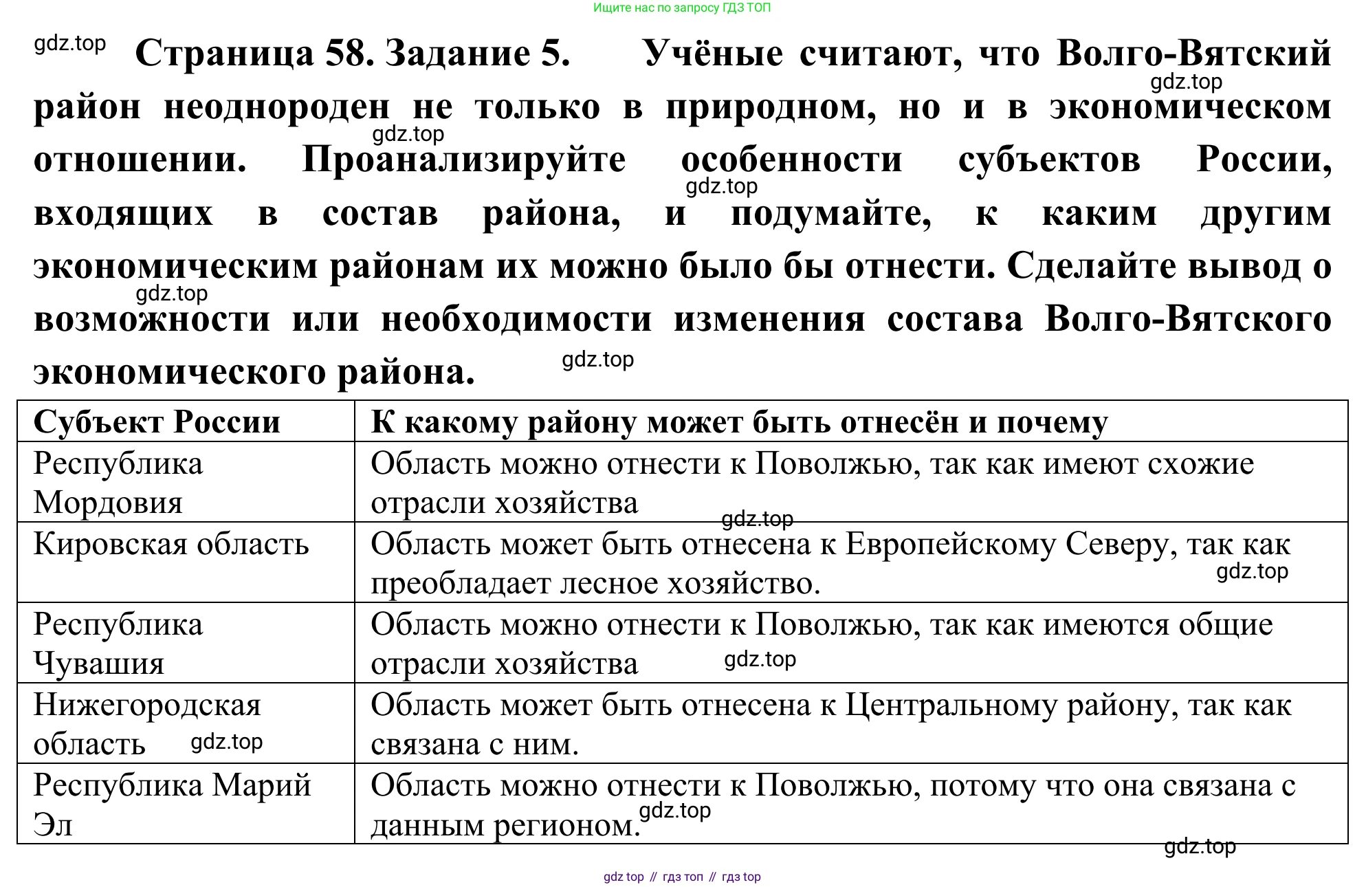 География, 9 класс рабочая тетрадь, авторы: Ким Эльвира Васильевна, Марченко Наталия Адольфовна, Низовцев Вячеслав Алексеевич, издательство Просвещение, Москва, 2023, белого цвета, страница 59, номер 5, Решение