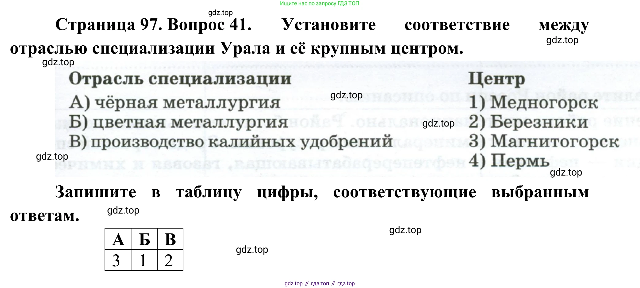 География, 9 класс рабочая тетрадь, авторы: Ким Эльвира Васильевна, Марченко Наталия Адольфовна, Низовцев Вячеслав Алексеевич, издательство Просвещение, Москва, 2023, белого цвета, страница 97, номер 41, Решение