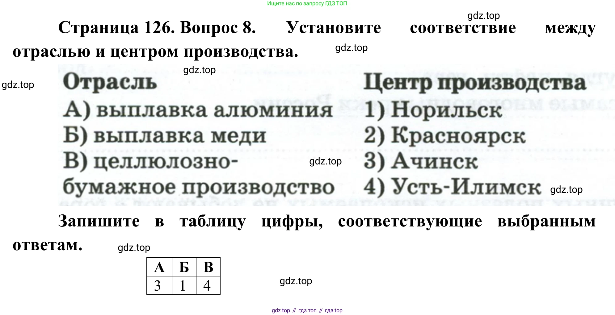 География, 9 класс рабочая тетрадь, авторы: Ким Эльвира Васильевна, Марченко Наталия Адольфовна, Низовцев Вячеслав Алексеевич, издательство Просвещение, Москва, 2023, белого цвета, страница 126, номер 8, Решение