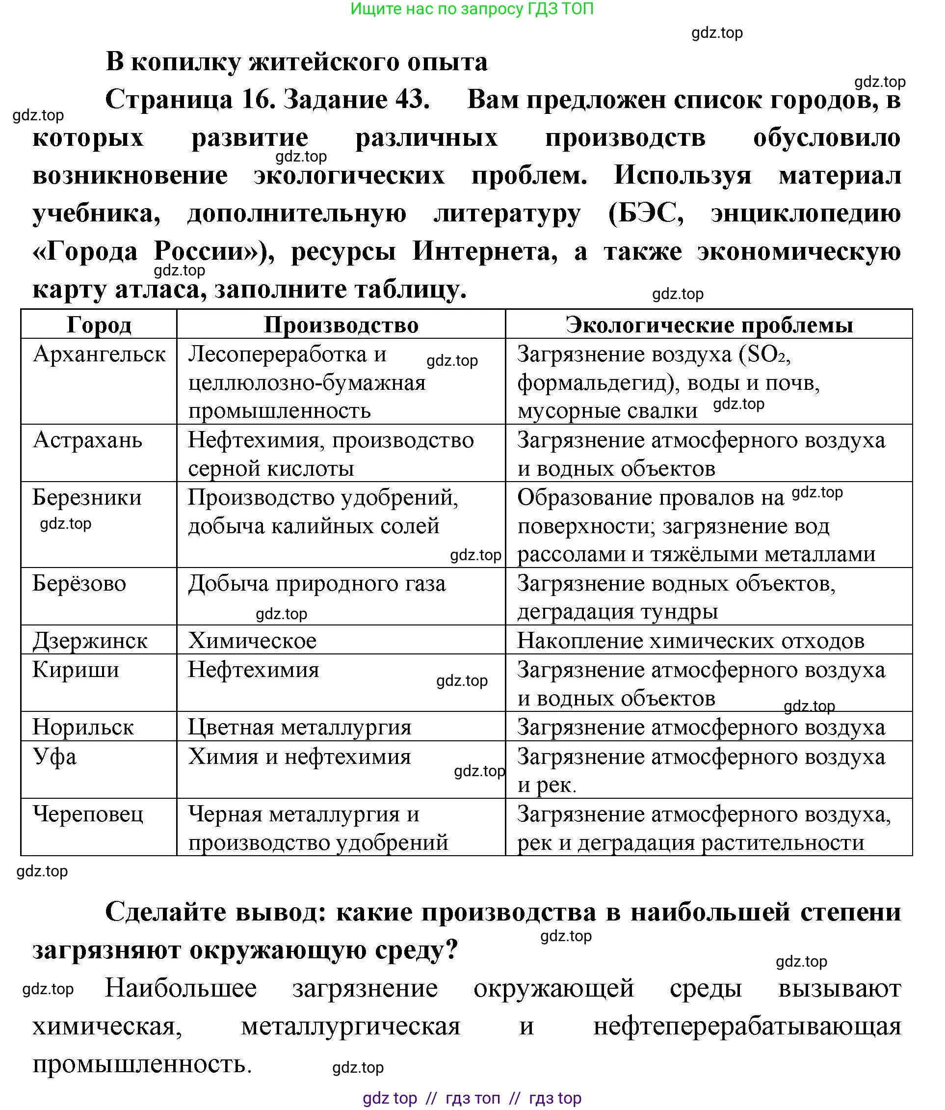 География, 9 класс Мой тренажёр, автор: Николина Вера Викторовна, издательство Просвещение, Москва, 2023, жёлтого цвета, страница 16, номер 43, Решение 2