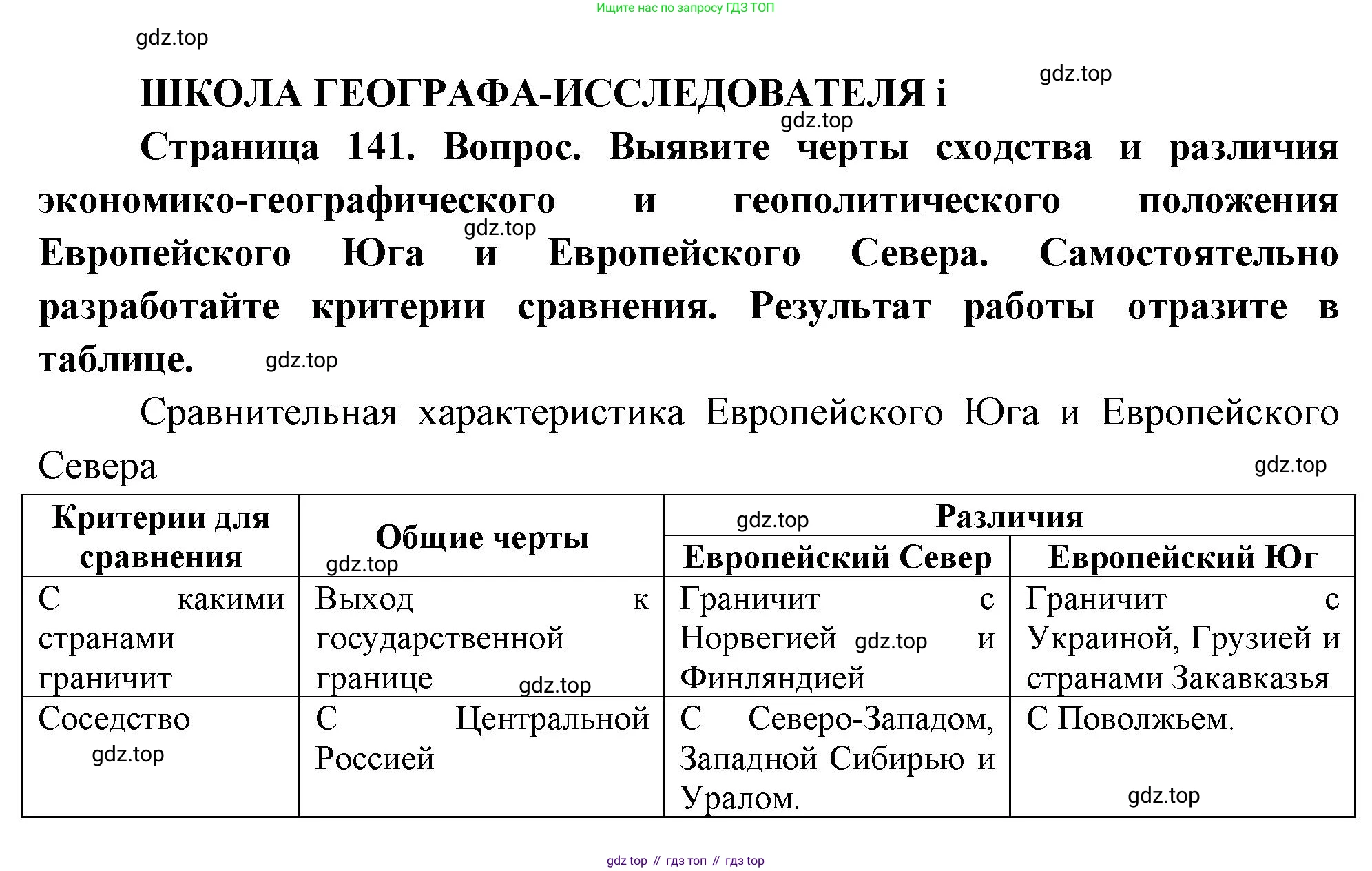 ГДЗ География, 9 класс Учебник, авторы: Таможняя Елена Александровна, Толкунова Светлана Геннадьевна, издательство Просвещение, Москва, 2022, страница 141, Решение