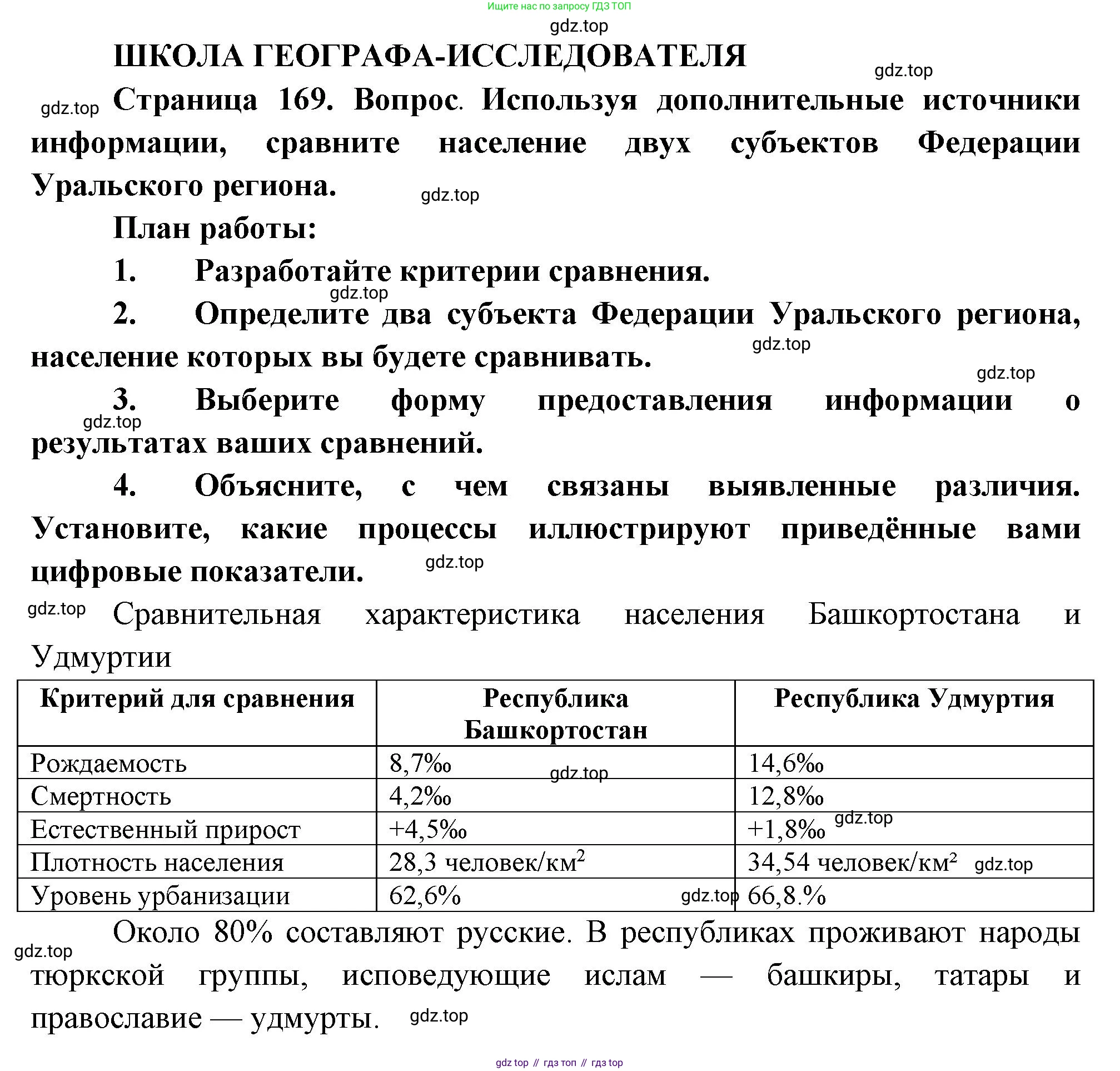 ГДЗ География, 9 класс Учебник, авторы: Таможняя Елена Александровна, Толкунова Светлана Геннадьевна, издательство Просвещение, Москва, 2022, страница 169, Решение