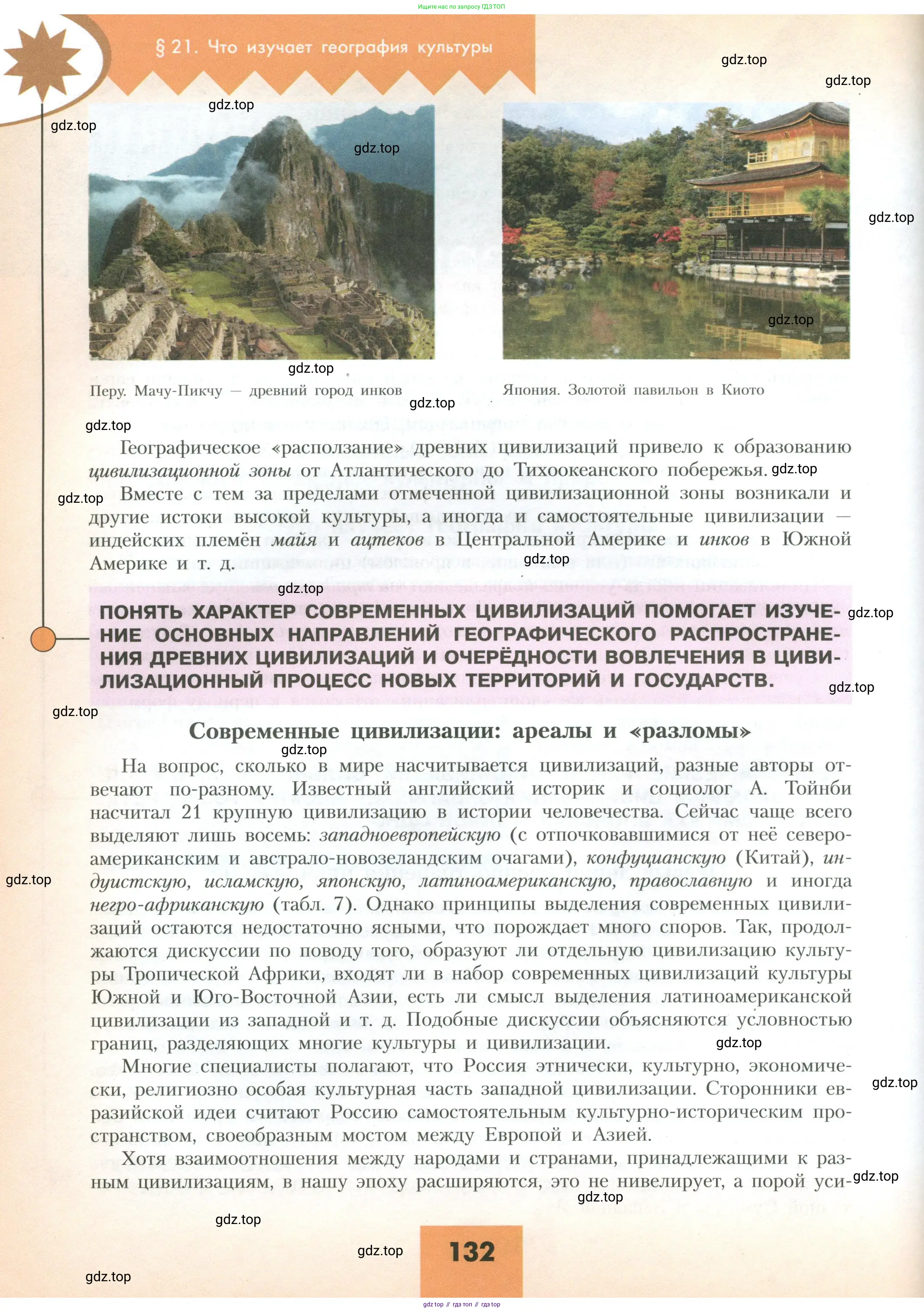 География, 10 класс Учебник, авторы: Гладкий Юрий Никифорович, Николина Вера Викторовна, издательство Просвещение, Москва, 2019, жёлтого цвета, страница 132