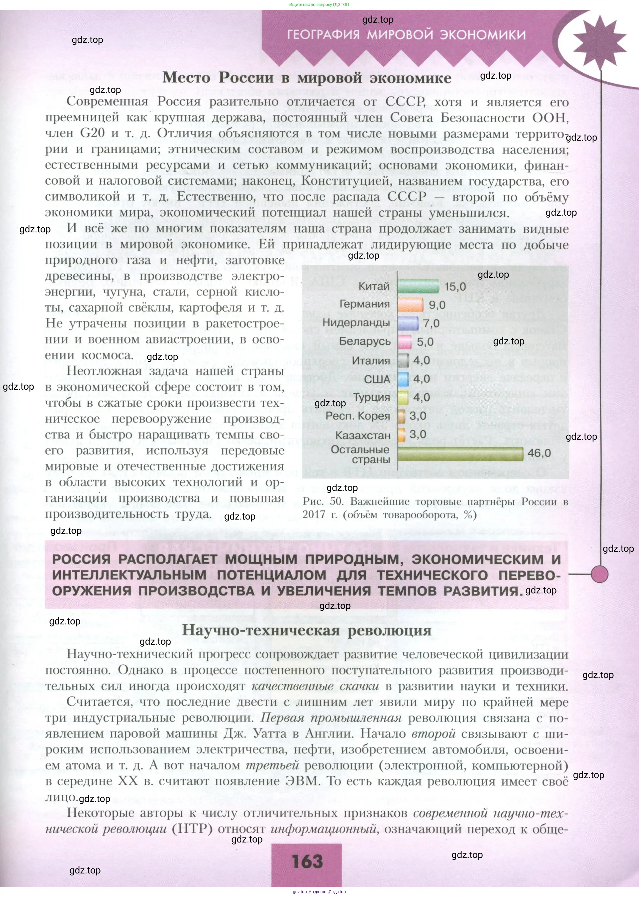 География, 10 класс Учебник, авторы: Гладкий Юрий Никифорович, Николина Вера Викторовна, издательство Просвещение, Москва, 2019, жёлтого цвета, страница 163