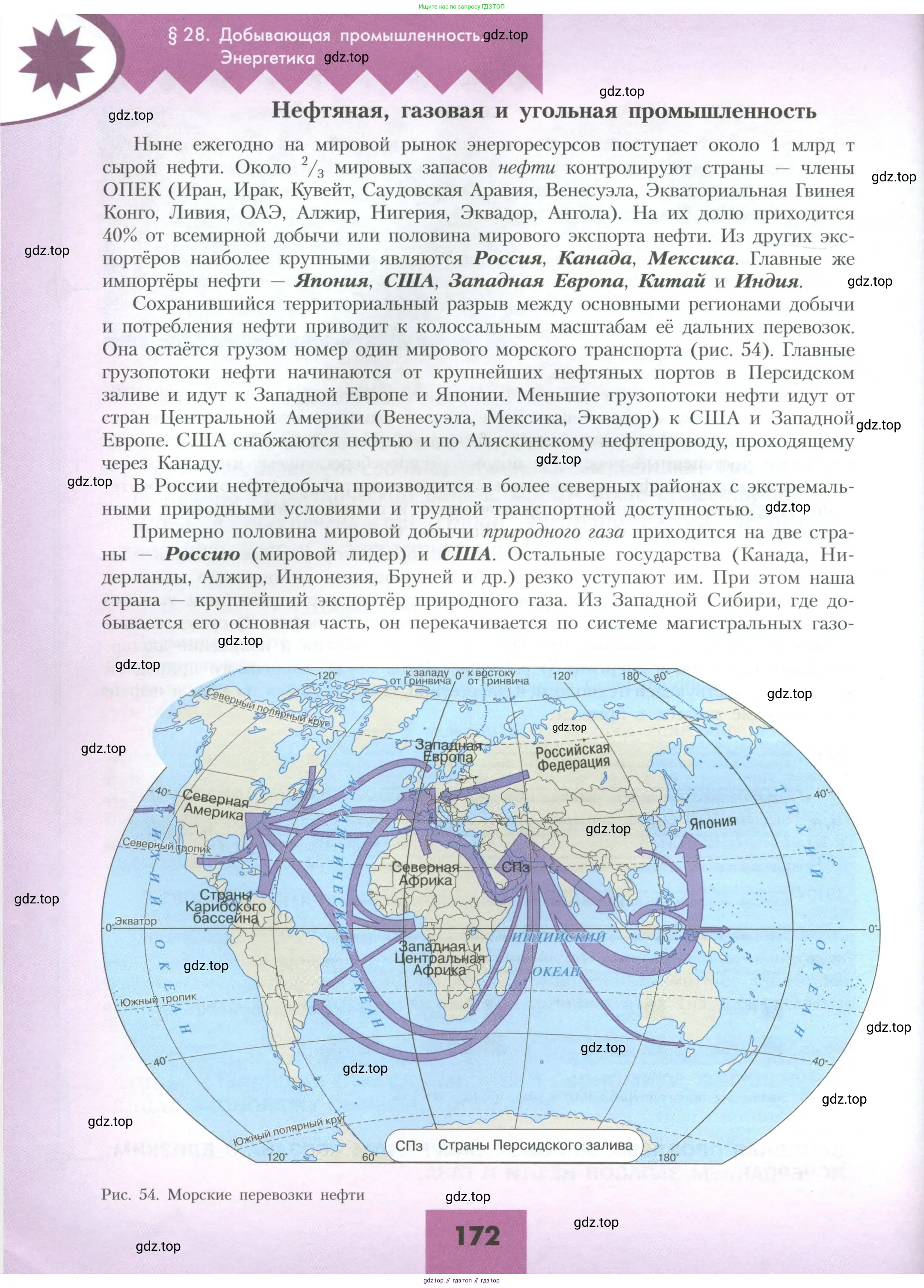 География, 10 класс Учебник, авторы: Гладкий Юрий Никифорович, Николина Вера Викторовна, издательство Просвещение, Москва, 2019, жёлтого цвета, страница 172