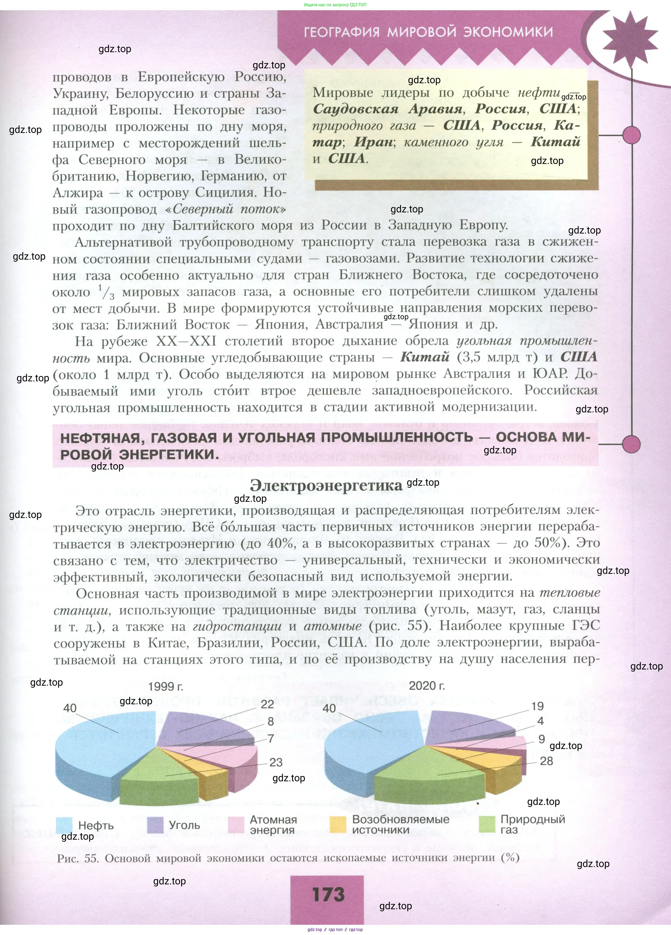 География, 10 класс Учебник, авторы: Гладкий Юрий Никифорович, Николина Вера Викторовна, издательство Просвещение, Москва, 2019, жёлтого цвета, страница 173